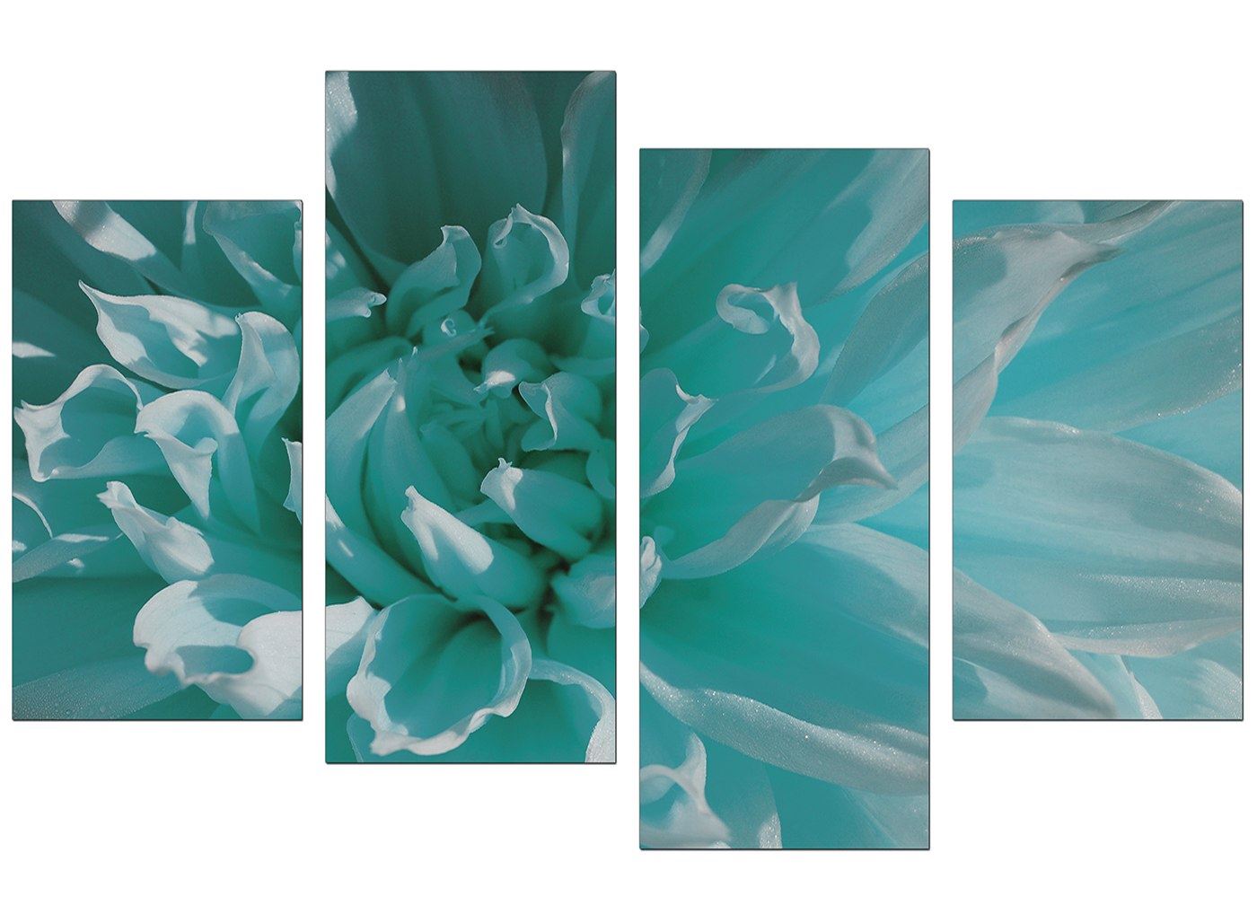 Large Teal Floral Flowers Canvas Wall Art Pictures XL Prints Set 4103