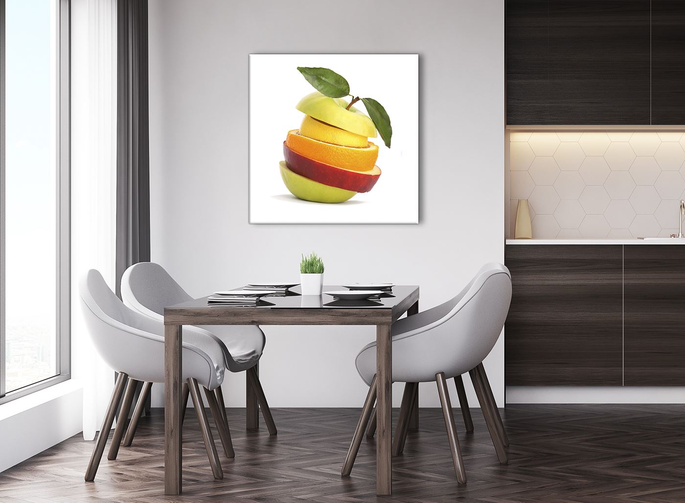 Lienzo de cocina Arte Imprimir fruta en rodajas - Imagen de la pila de alimentos en forma de manzana - Imagen 2 de 12