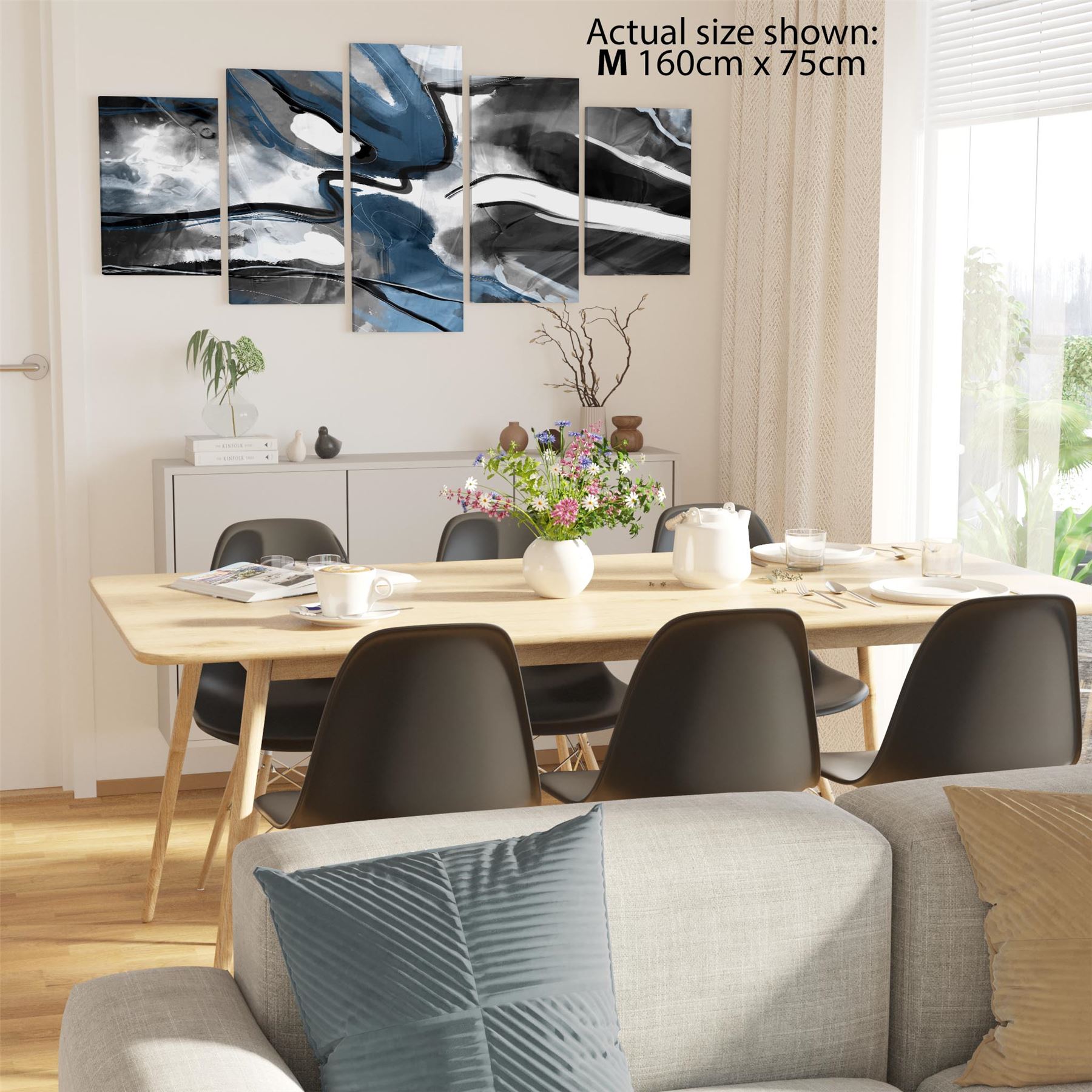Abstract Turquoise Dark Grey Design Canvas Art Prints - Picture 52 of 56