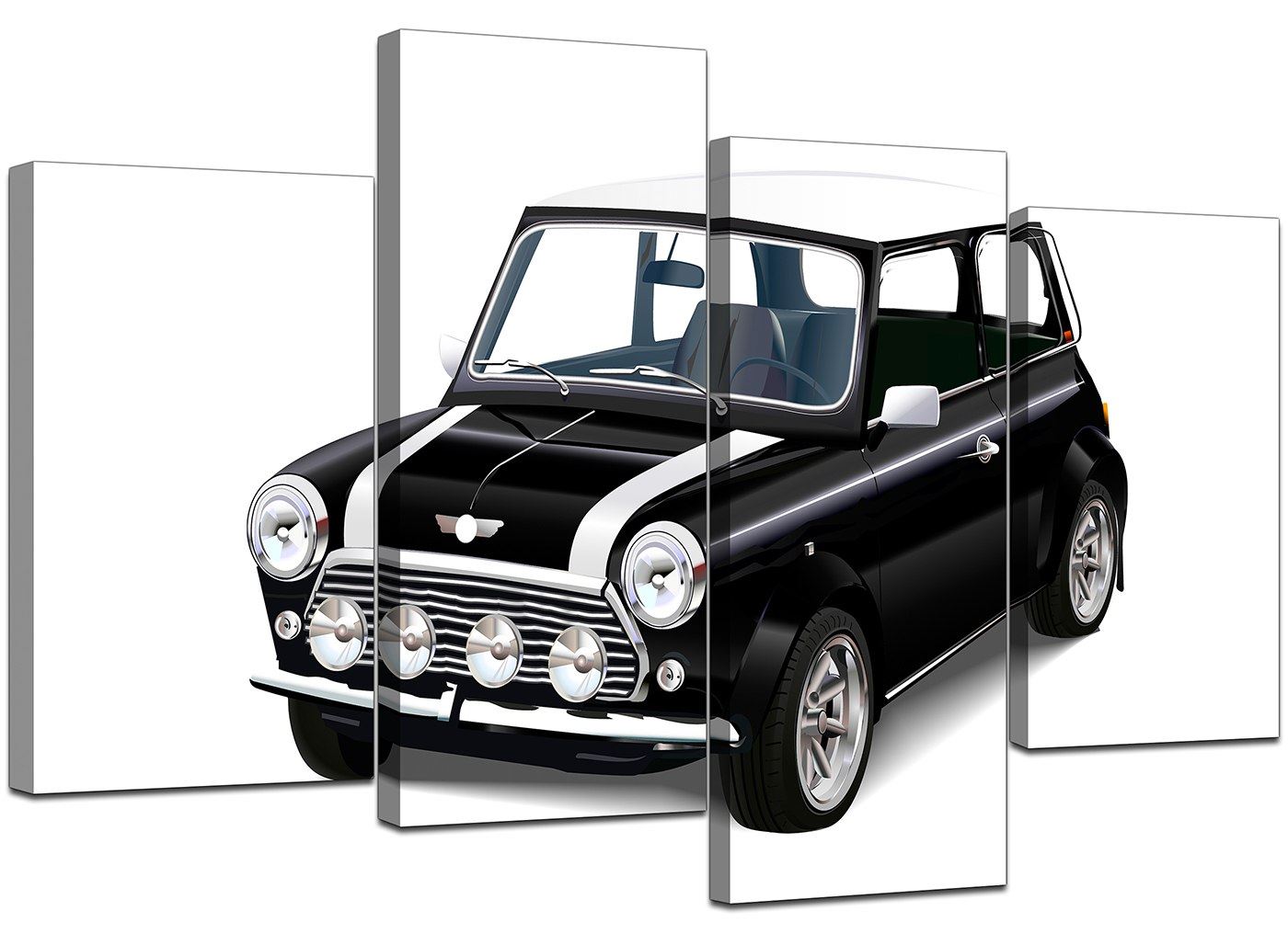 Mini Cooper Car Canvas Wall Art Pictures Black White XL Prints 4095 ...