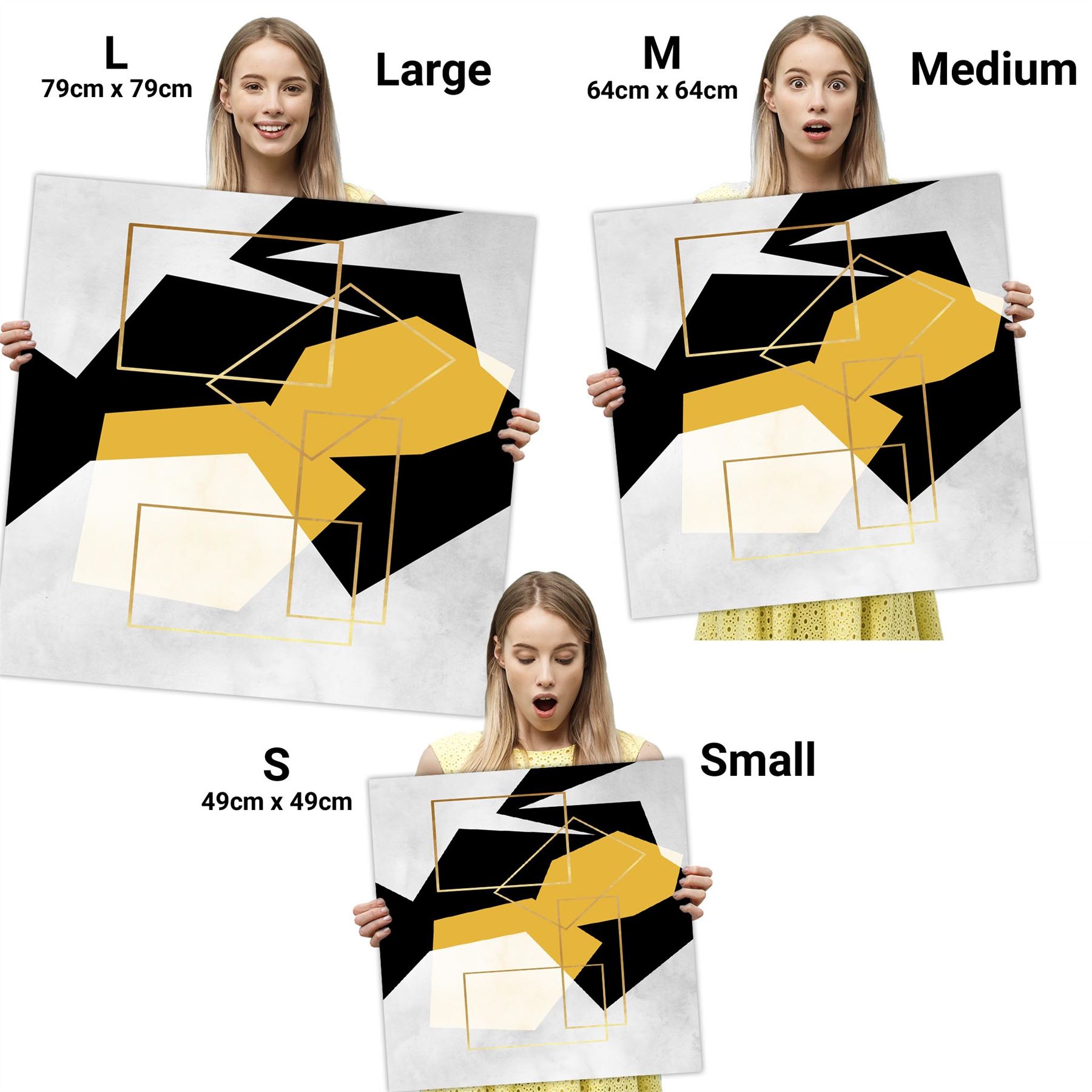 Mustard Yellow Black Geometric Canvas Art Pictures - Picture 6 of 55