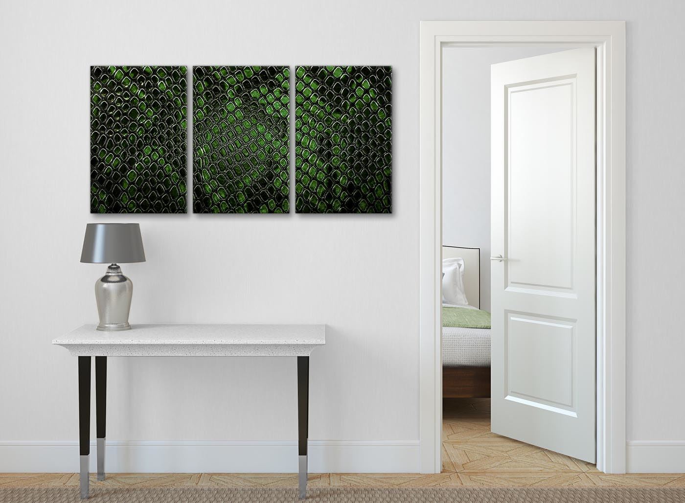 Dark Green Snakeskin Animal Print Living Room Canvas Wall Art - Abstract Print - Picture 9 of 32
