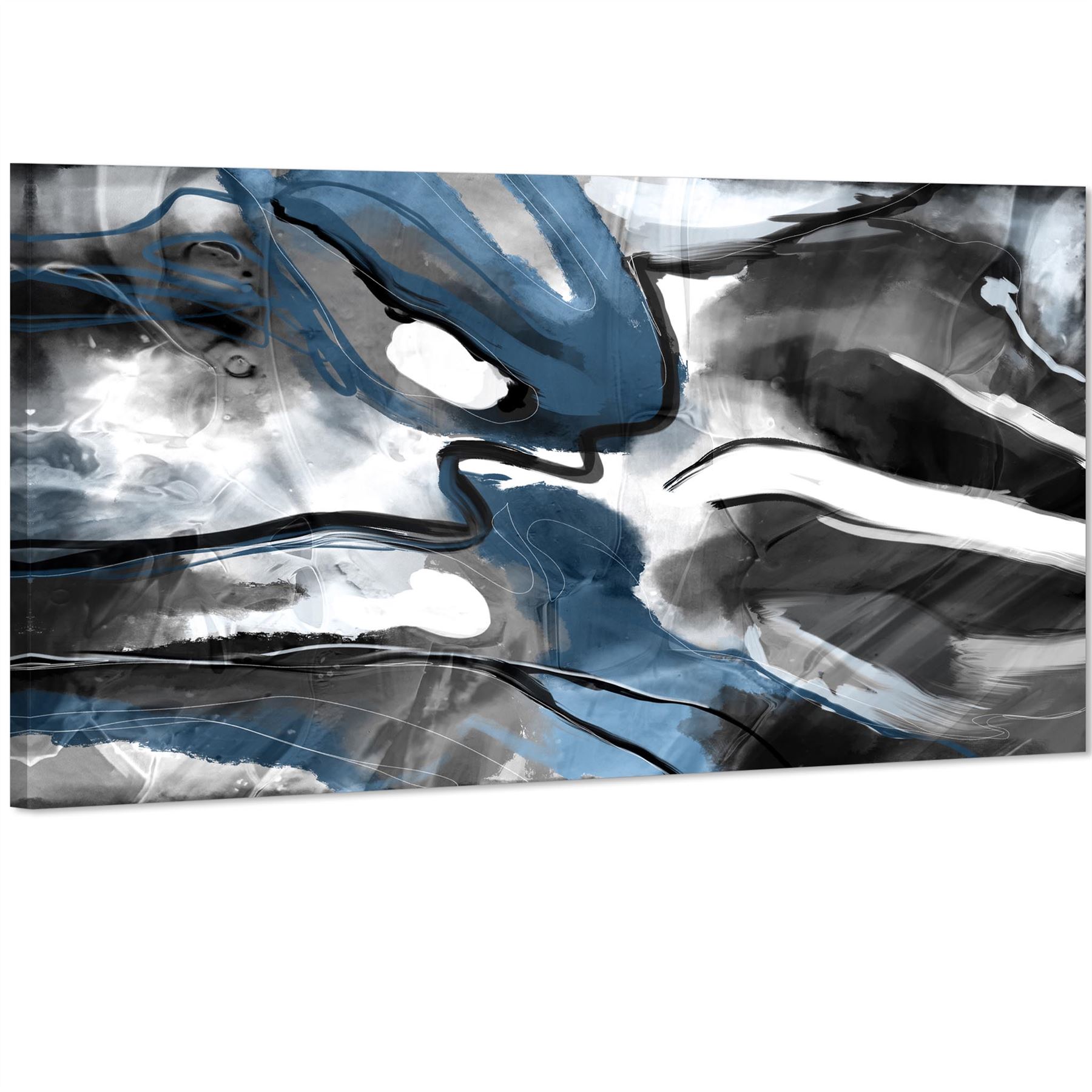 Abstract Turquoise Dark Grey Design Canvas Art Prints - Picture 32 of 56
