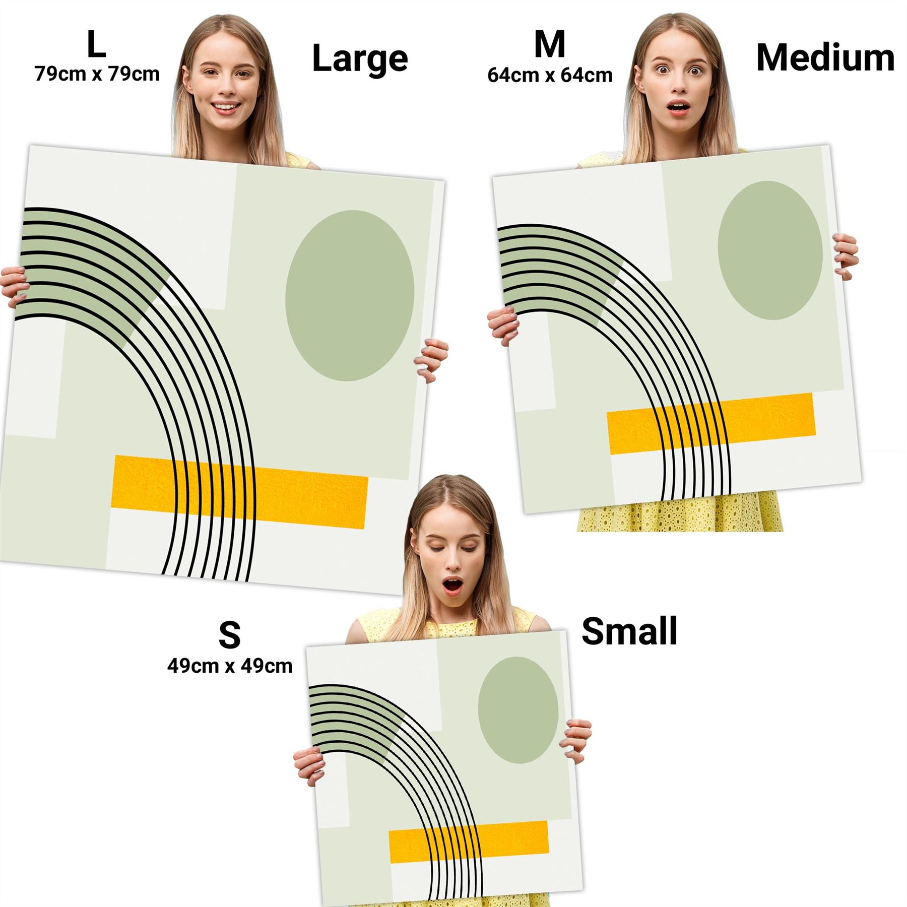 Abstrakter Salbei grün gelb geometrisches Design Leinwand Kunstdrucke - Bild 6 von 56