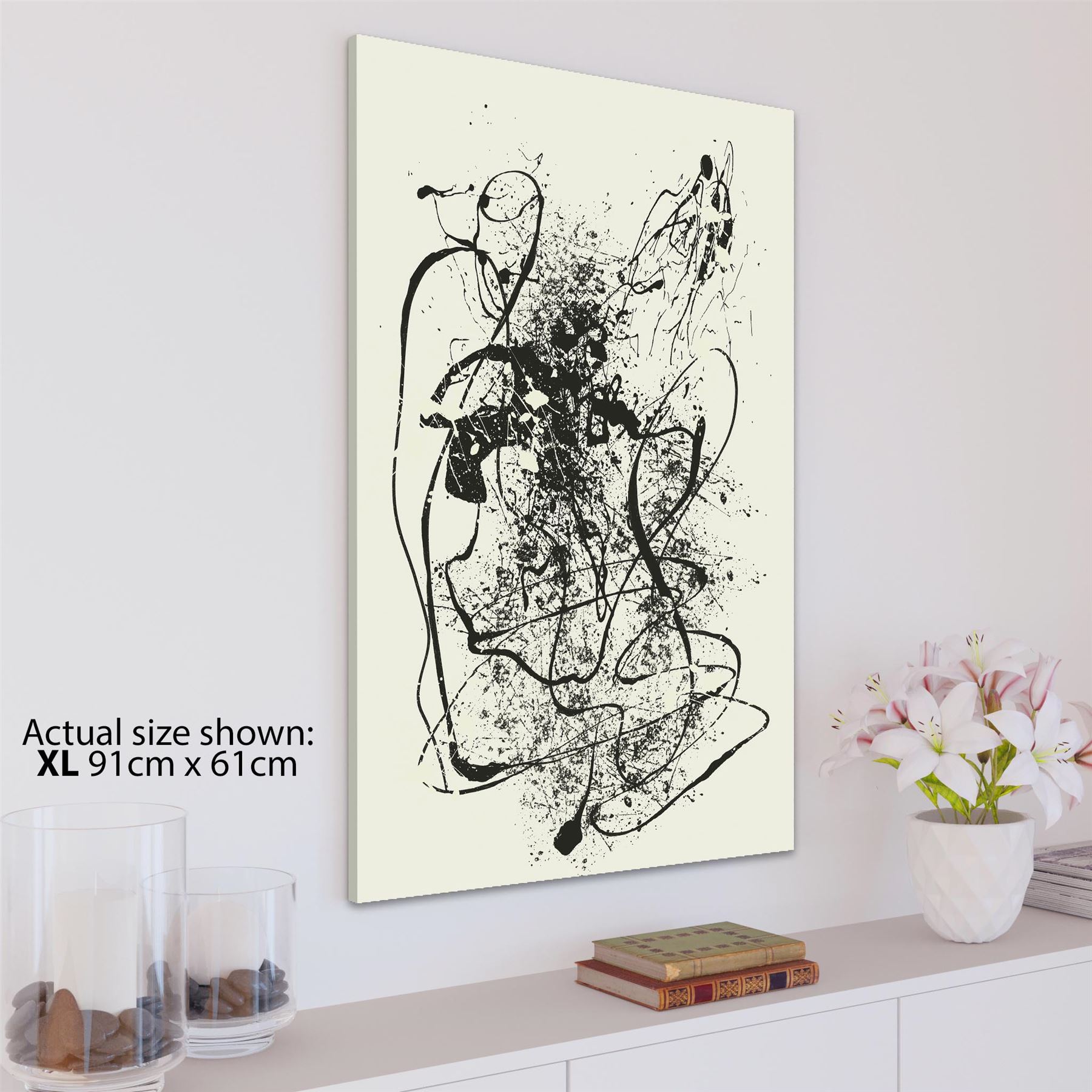 Abstract Black Cream Pollock Inspired Style Framed Art Prints - Picture 16 of 55