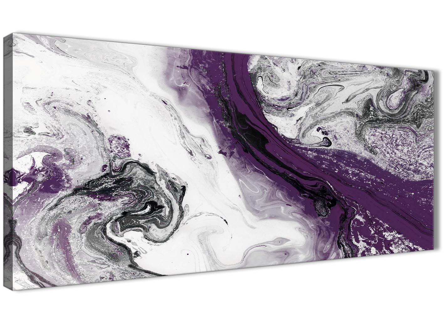 Purple and Grey Swirl Living Room Canvas Wall Art Accessories - Abstract Print - Picture 14 of 25