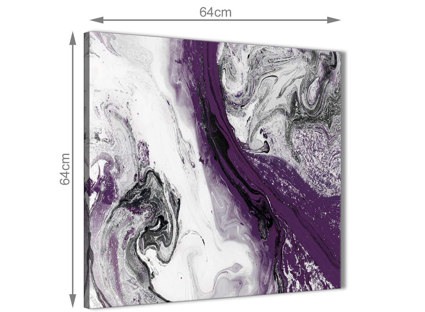 Purple and Grey Swirl Living Room Canvas Wall Art Accessories - Abstract Print - Picture 22 of 25