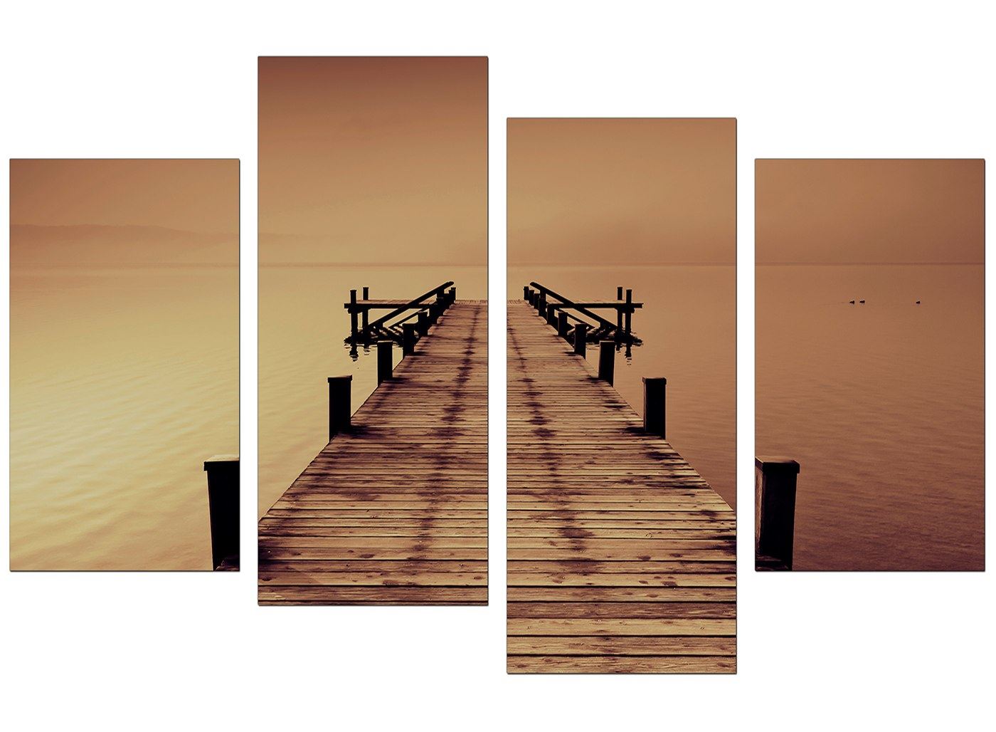 Extra Large Sepia Brown Canvas Wall Art Pictures 130cm Prints Set 4045