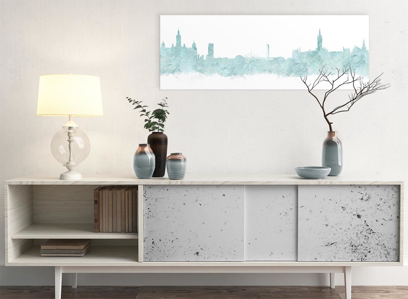 Glasgow Skyline Canvas Wall Art Print - 17 Colours Available - 94cm wide - Picture 30 of 86