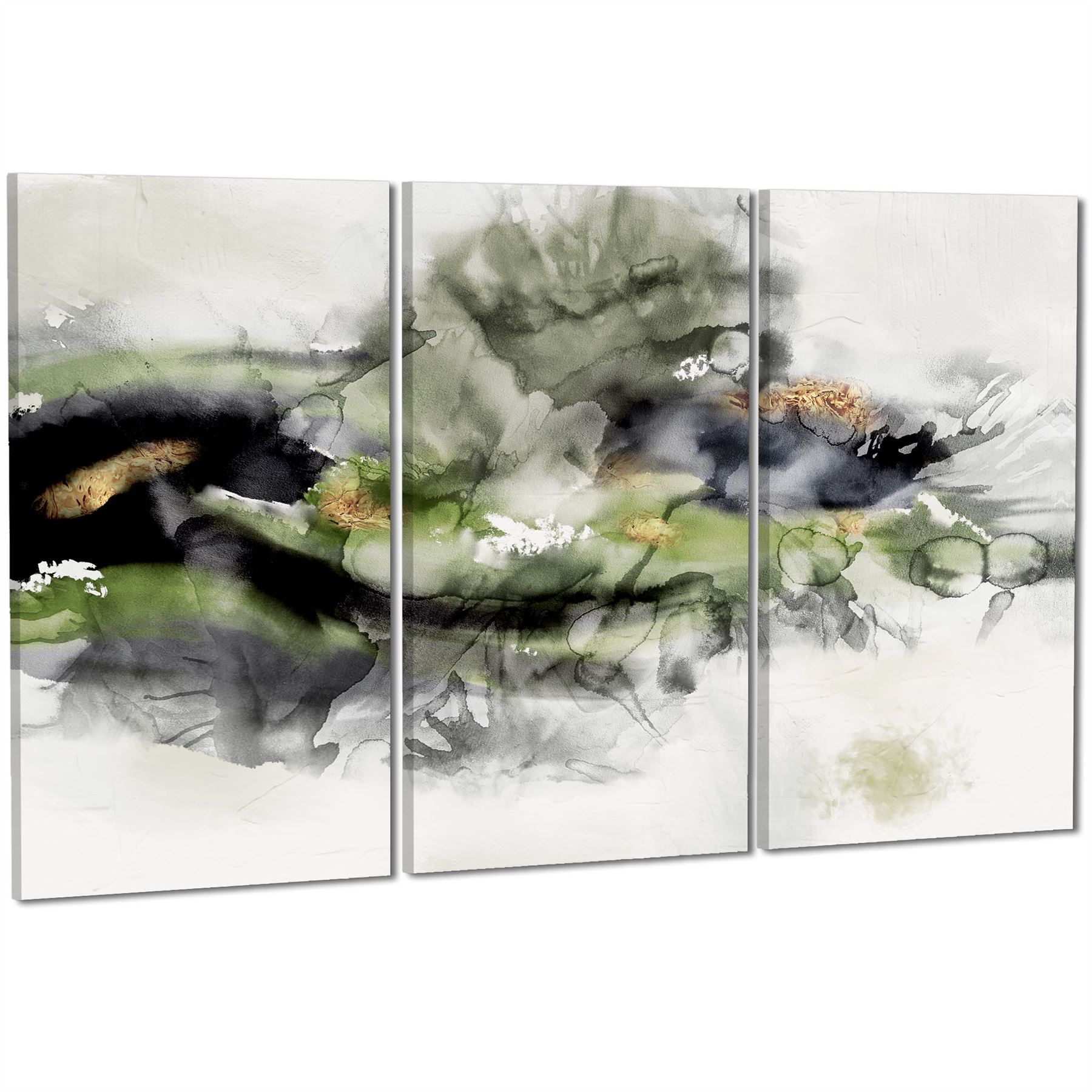 Abstract Lime Green Grey Watercolour Canvas Art Pictures - Picture 36 of 54