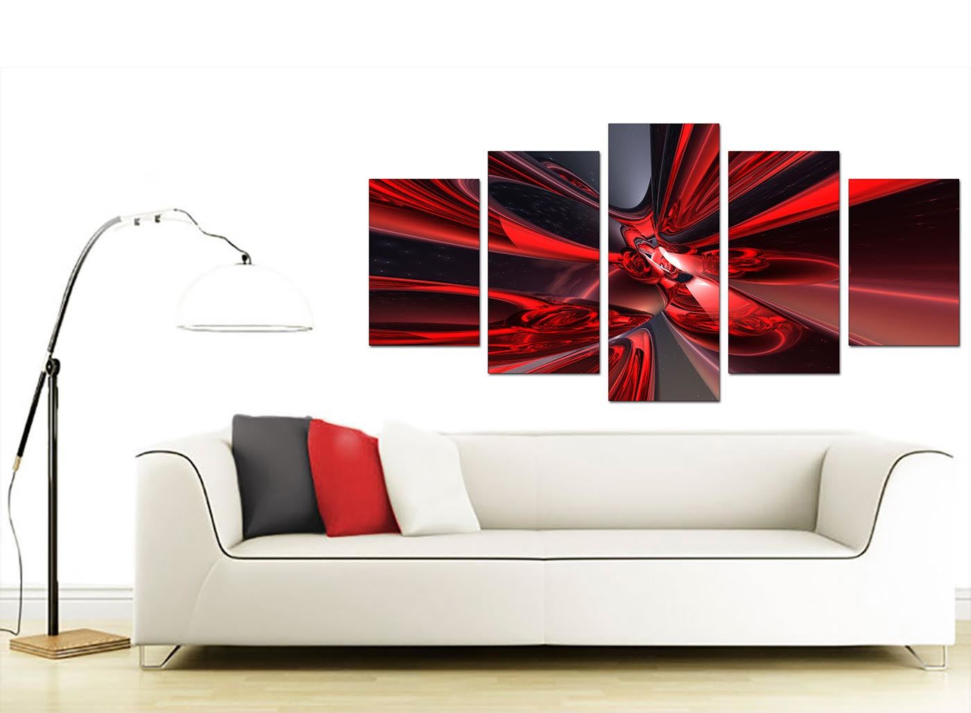 5 Piece Abstract Canvas Art Pictures Large Modern Red Wall Prints 5006