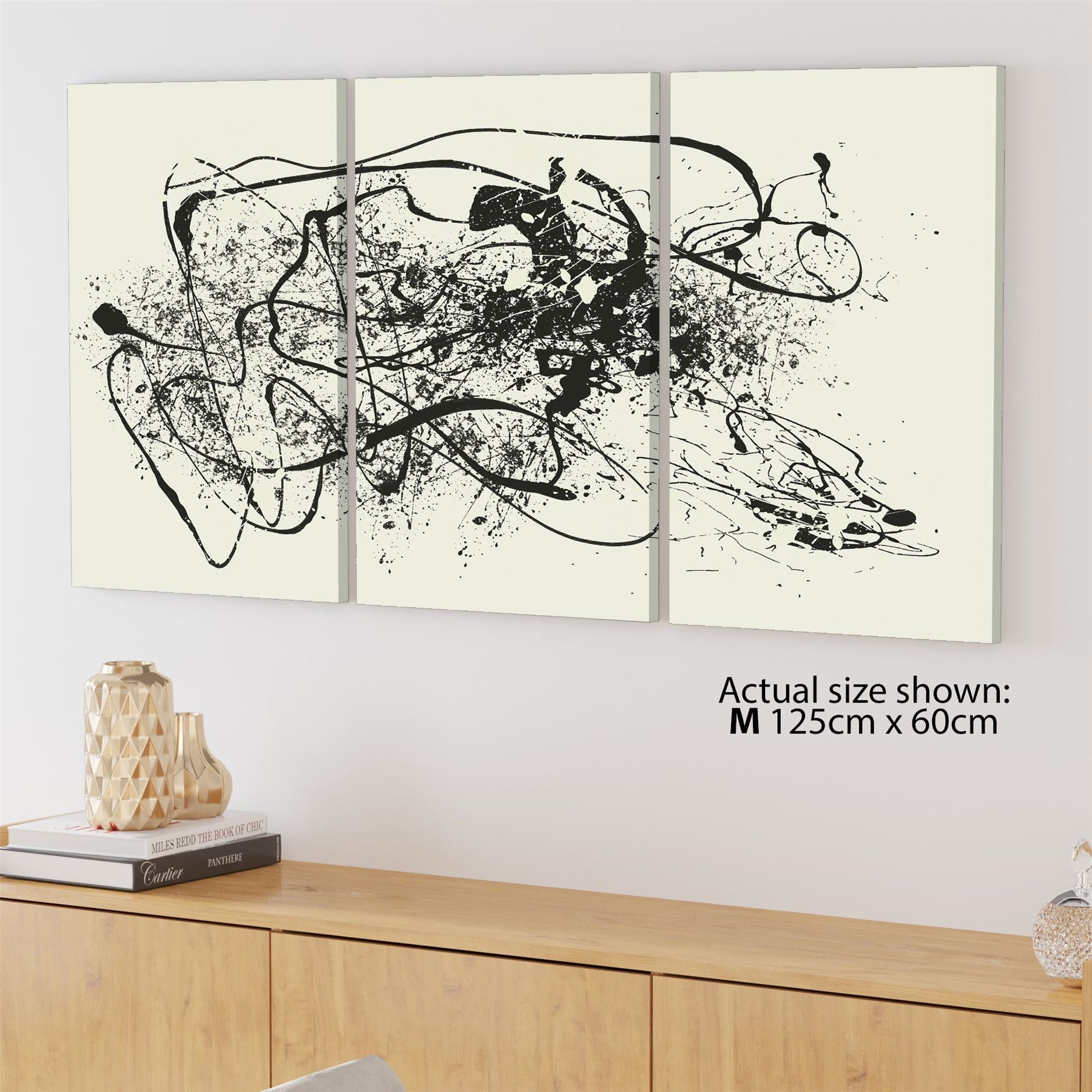 Abstract Black Cream Pollock Inspired Style Framed Art Prints - Picture 38 of 55