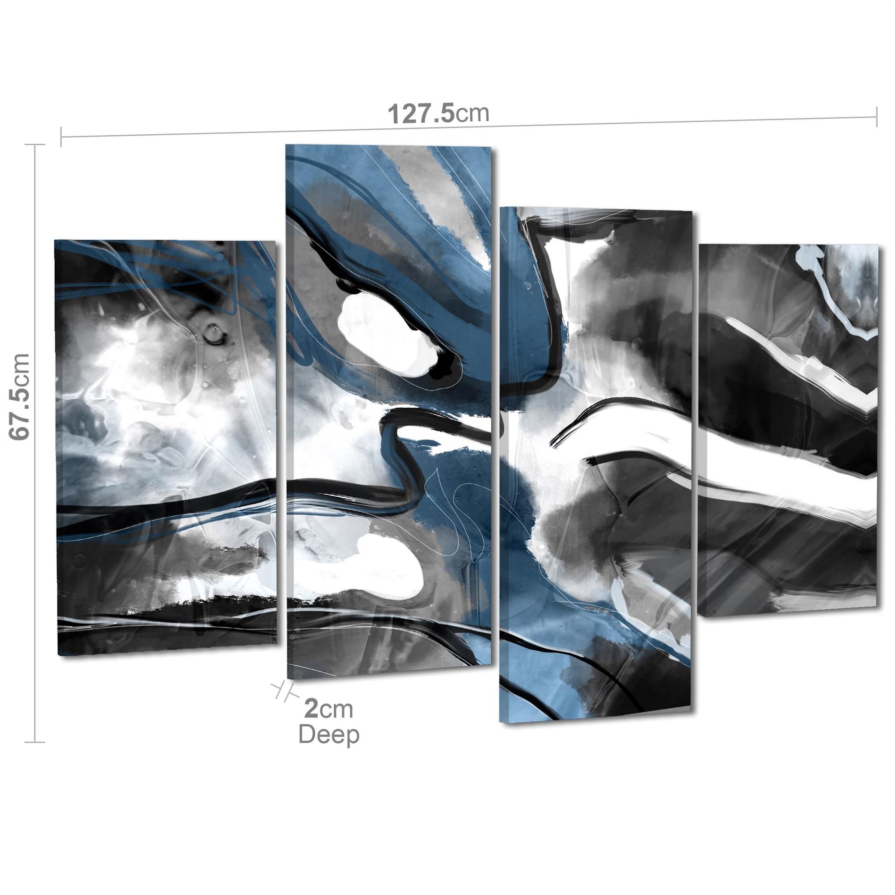 Abstract Turquoise Dark Grey Design Canvas Art Prints - Picture 47 of 56