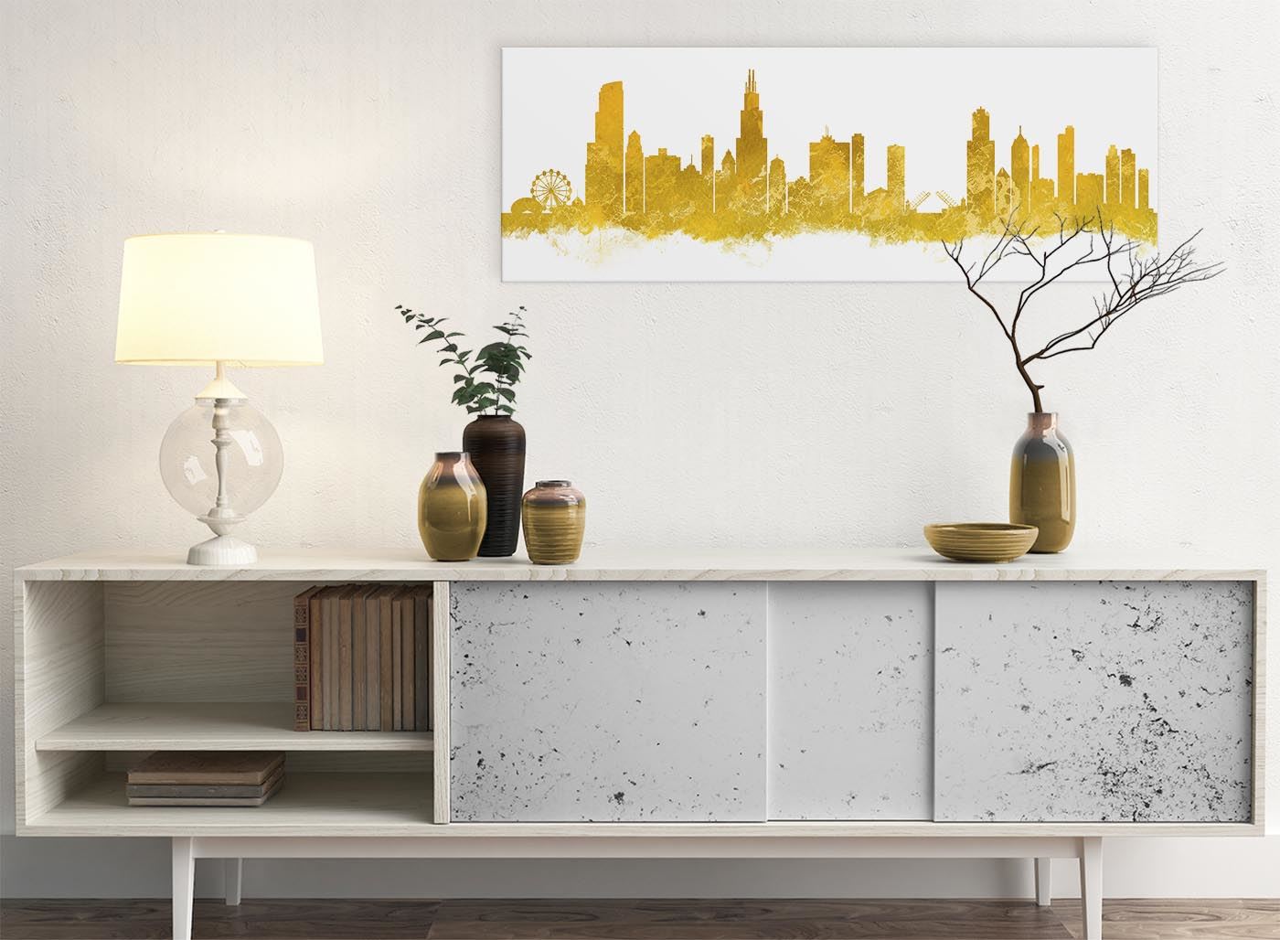 Chicago Skyline Leinwand Wandbild Kunstdruck - 17 Farben verfügbar - 94 cm breit - Bild 69 von 101