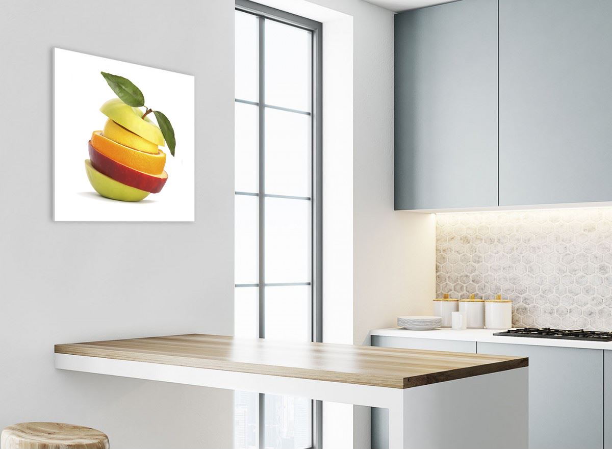 Lienzo de cocina Arte Imprimir fruta en rodajas - Imagen de la pila de alimentos en forma de manzana - Imagen 12 de 12