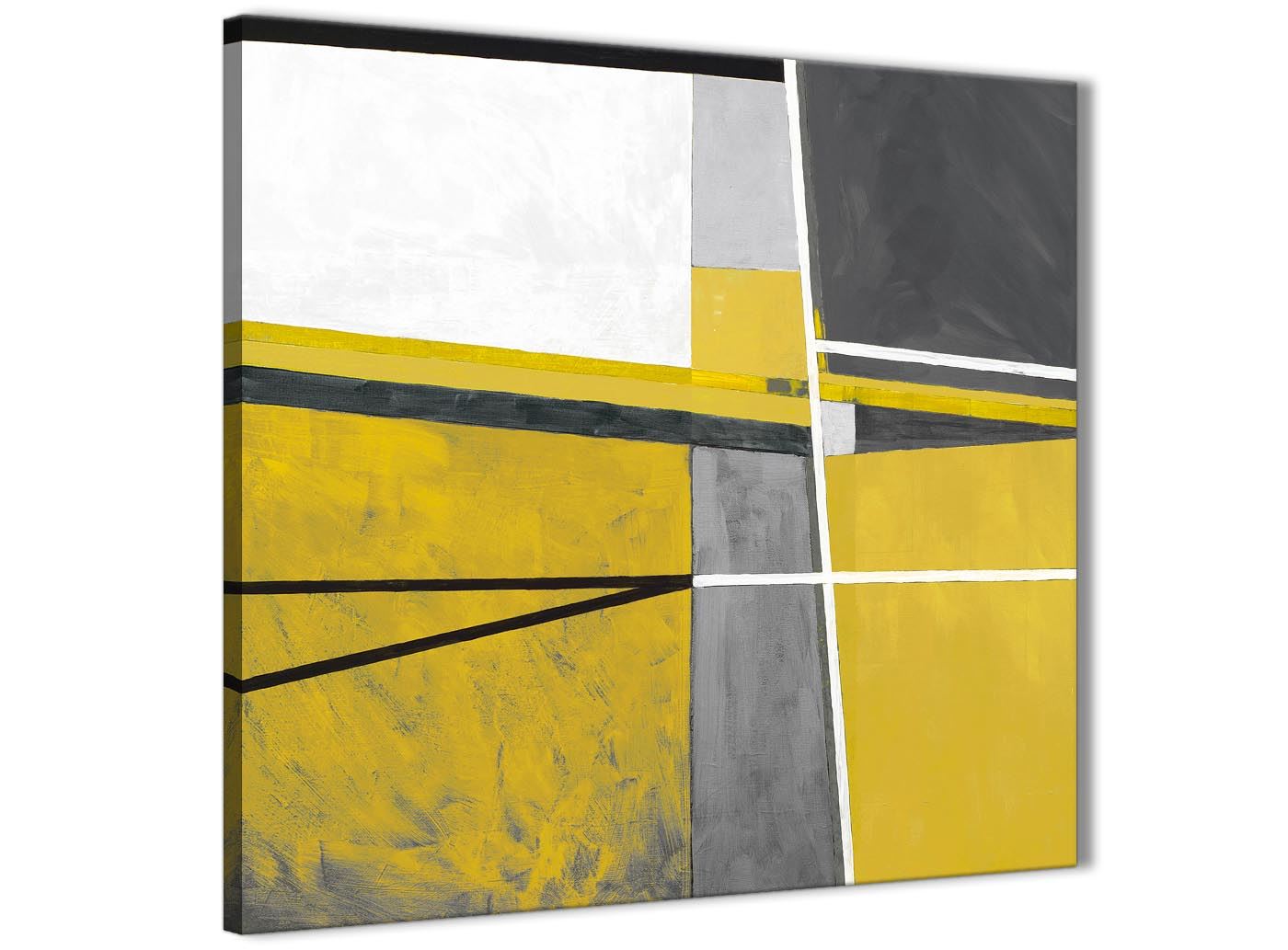 Abstract 1s419s 49cm Mustard Yellow Grey Painting Bathroom Canvas Wall Art