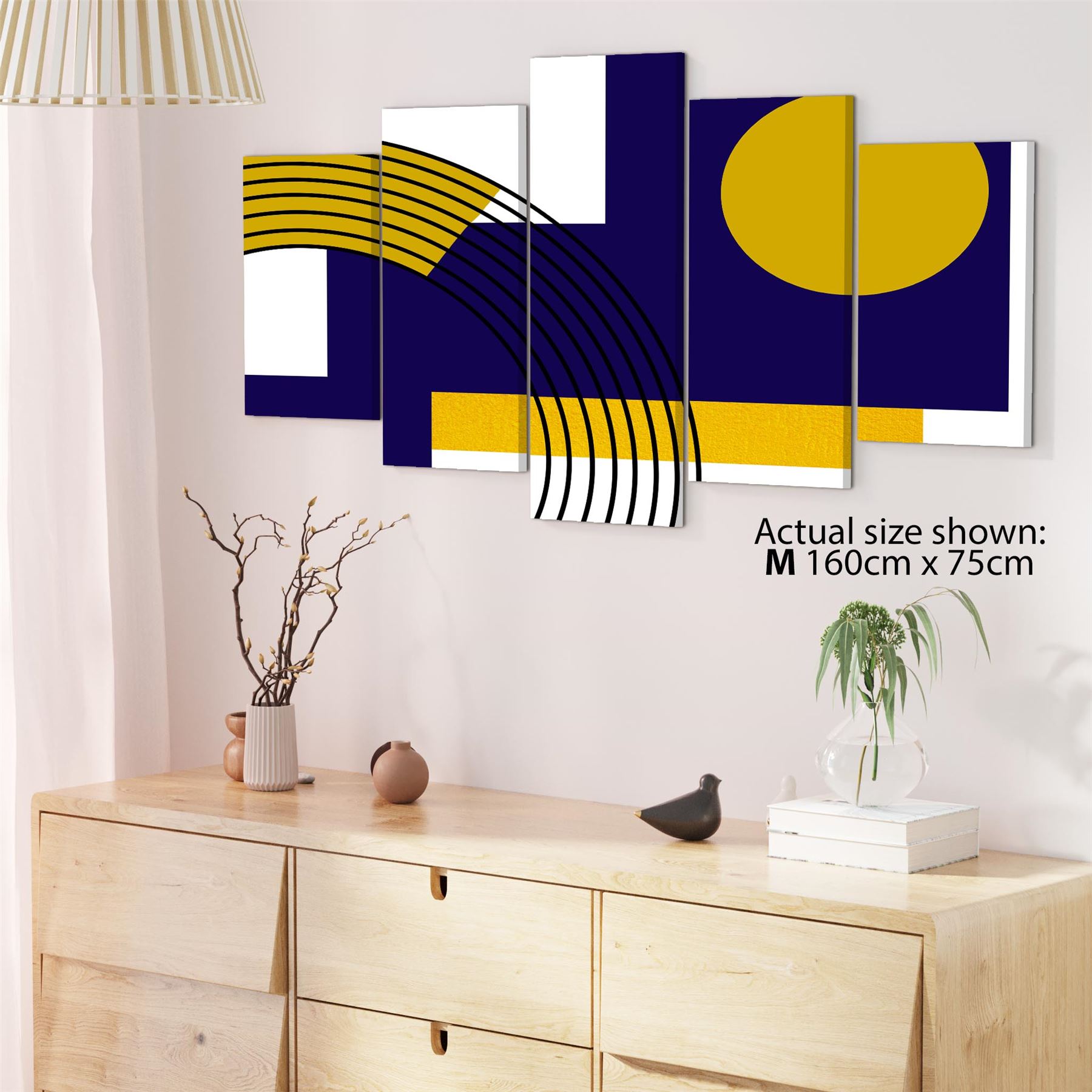 Blue Mustard Yellow Geometric Design Canvas Art Prints - Picture 51 of 54