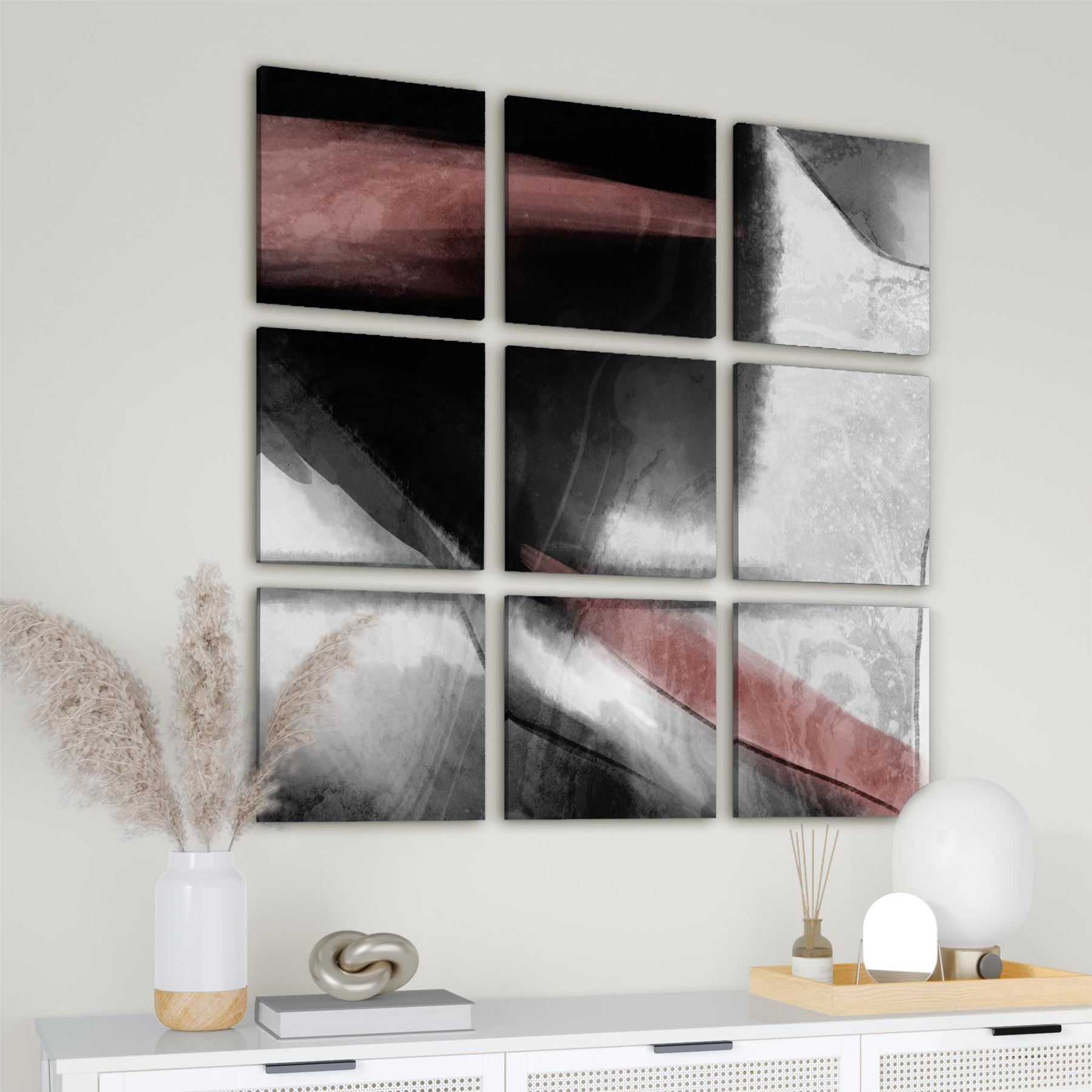 Abstract Black and White Pink Artwork Canvas Gallery Wall Art Picture Niska cena, WYPRZEDAŻ