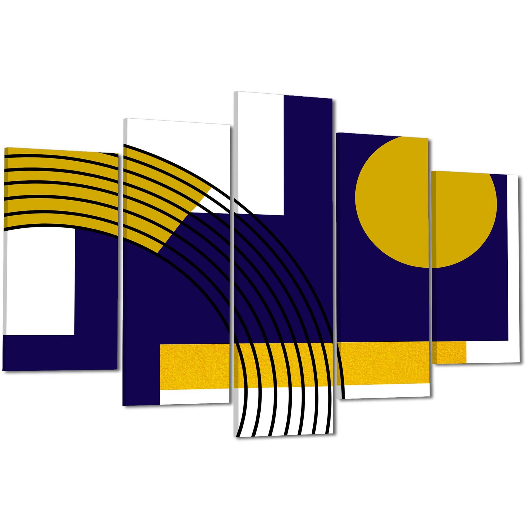 Blue Mustard Yellow Geometric Design Canvas Art Prints - Picture 48 of 54