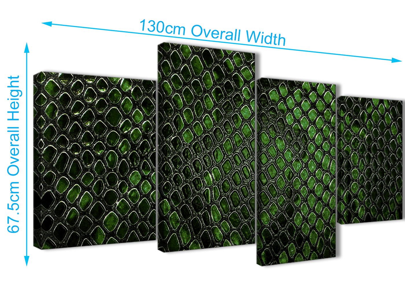 Dark Green Snakeskin Animal Print Living Room Canvas Wall Art - Abstract Print - Picture 13 of 32