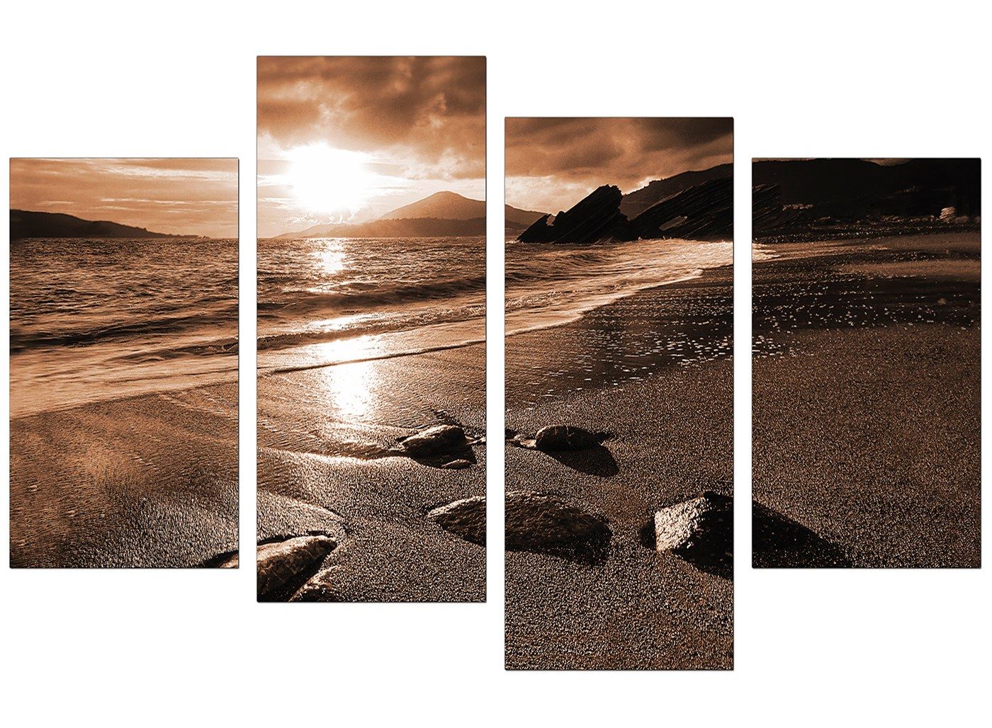 Large Brown Sepia Beach Canvas Wall Art Pictures 130cm Prints XL 4076