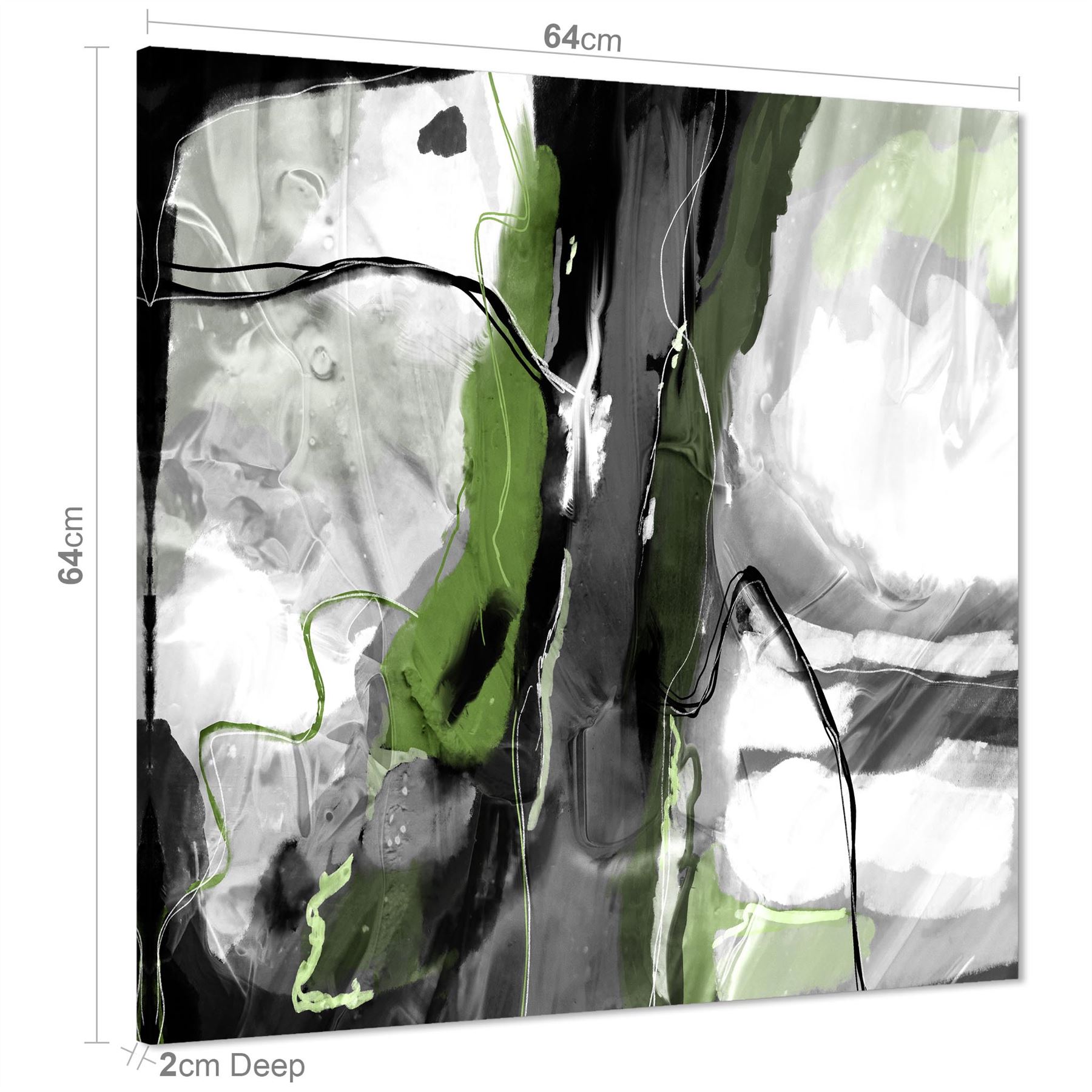 Abstract Lime Green Grey Artwork Framed Art Prints - Picture 11 of 54