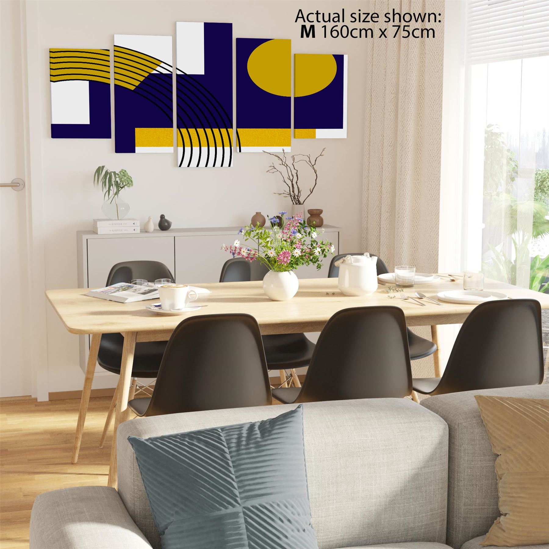 Blue Mustard Yellow Geometric Design Canvas Art Prints - Picture 50 of 54