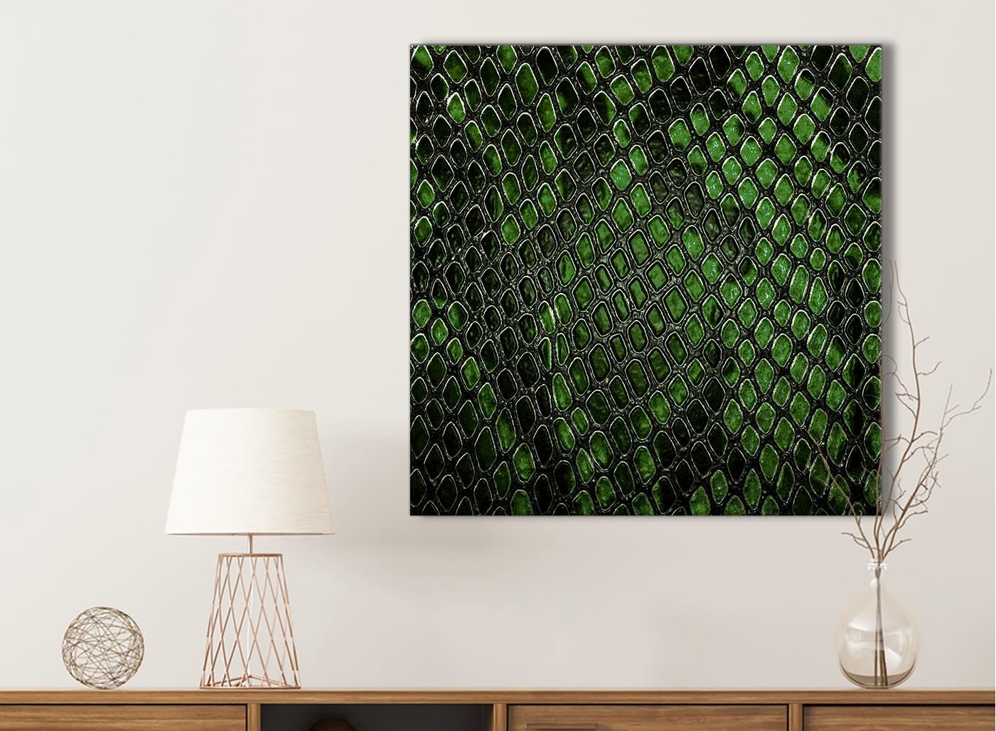 Dark Green Snakeskin Animal Print Living Room Canvas Wall Art - Abstract Print - Picture 24 of 32