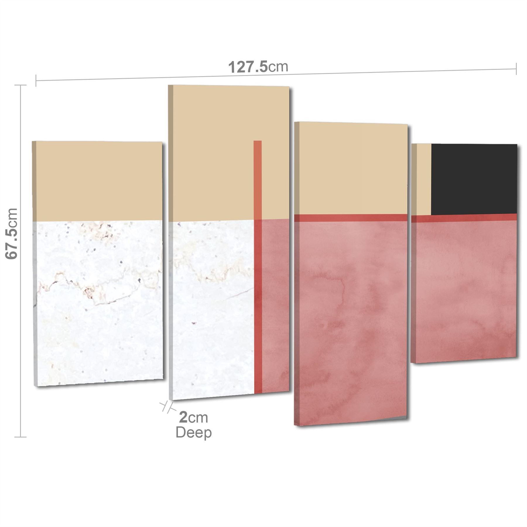 Abstract Blush Pink Black Watercolour Canvas Art Prints - Picture 46 of 55
