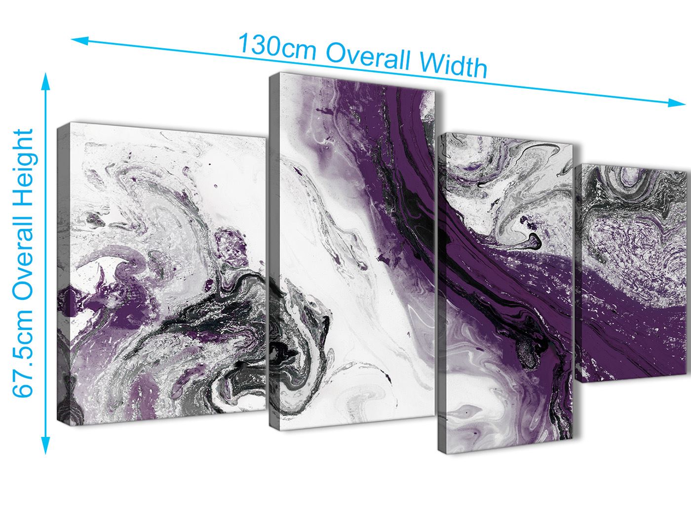 Purple and Grey Swirl Living Room Canvas Wall Art Accessories - Abstract Print - Picture 8 of 25