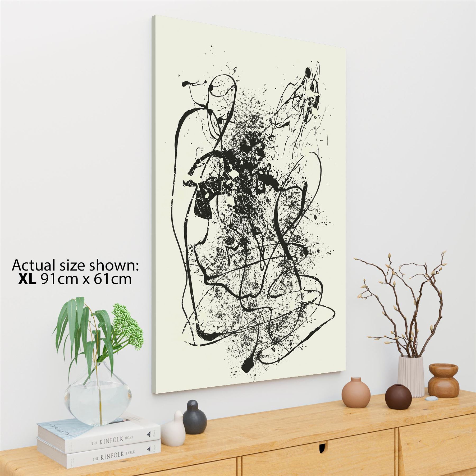 Abstract Black Cream Pollock Inspired Style Framed Art Prints - Picture 15 of 55