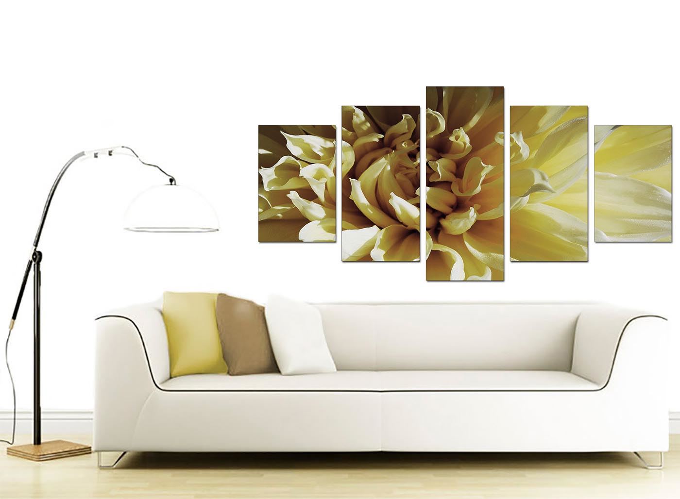 Set of 5 Cream Floral Canvas Prints Pictures Living Room Wall Art 5104