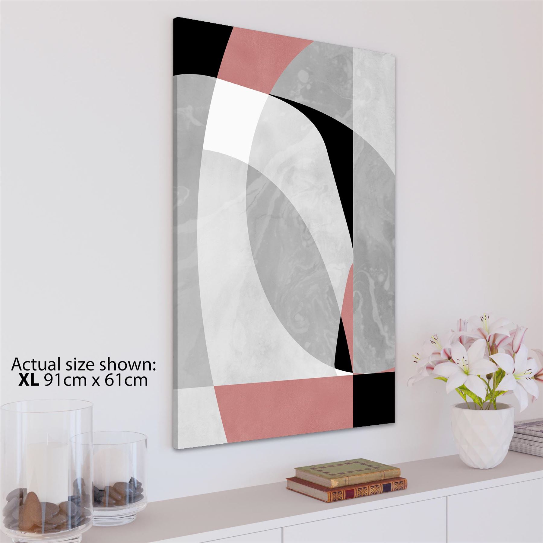Abstract Pink Grey Watercolour Canvas Wall Art Print - Picture 16 of 55