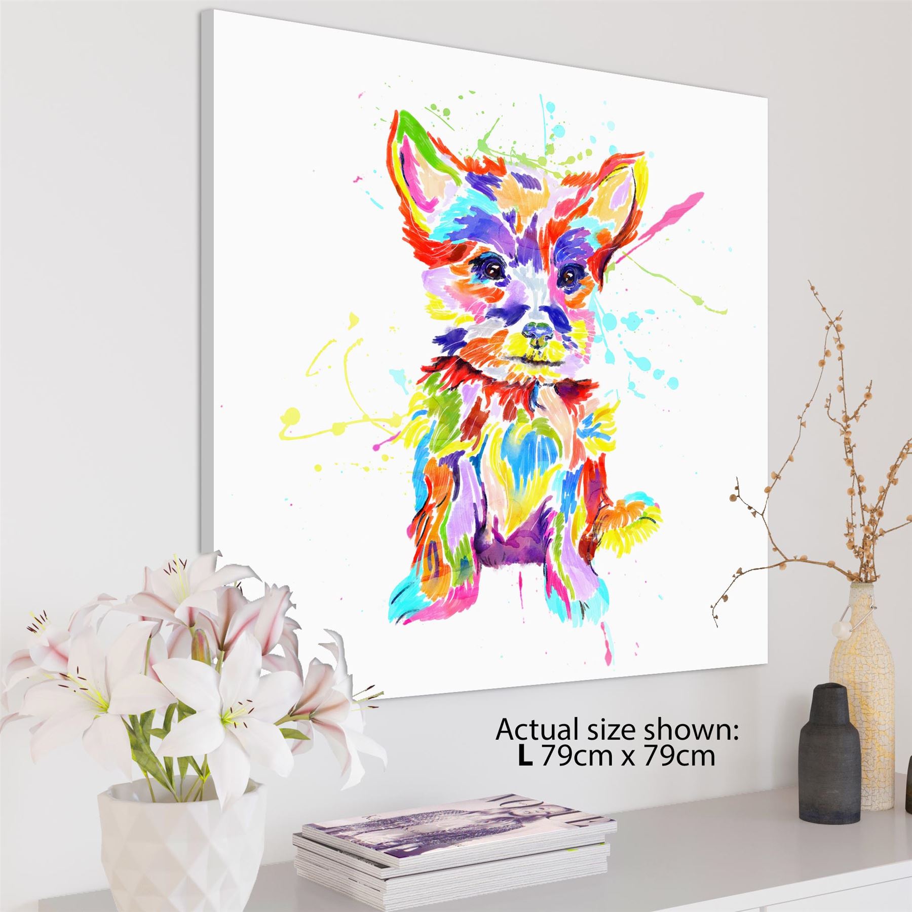 Quadro arte da parete su tela cane animale domestico Yorkshire Terrier - multicolore - Foto 9 di 19