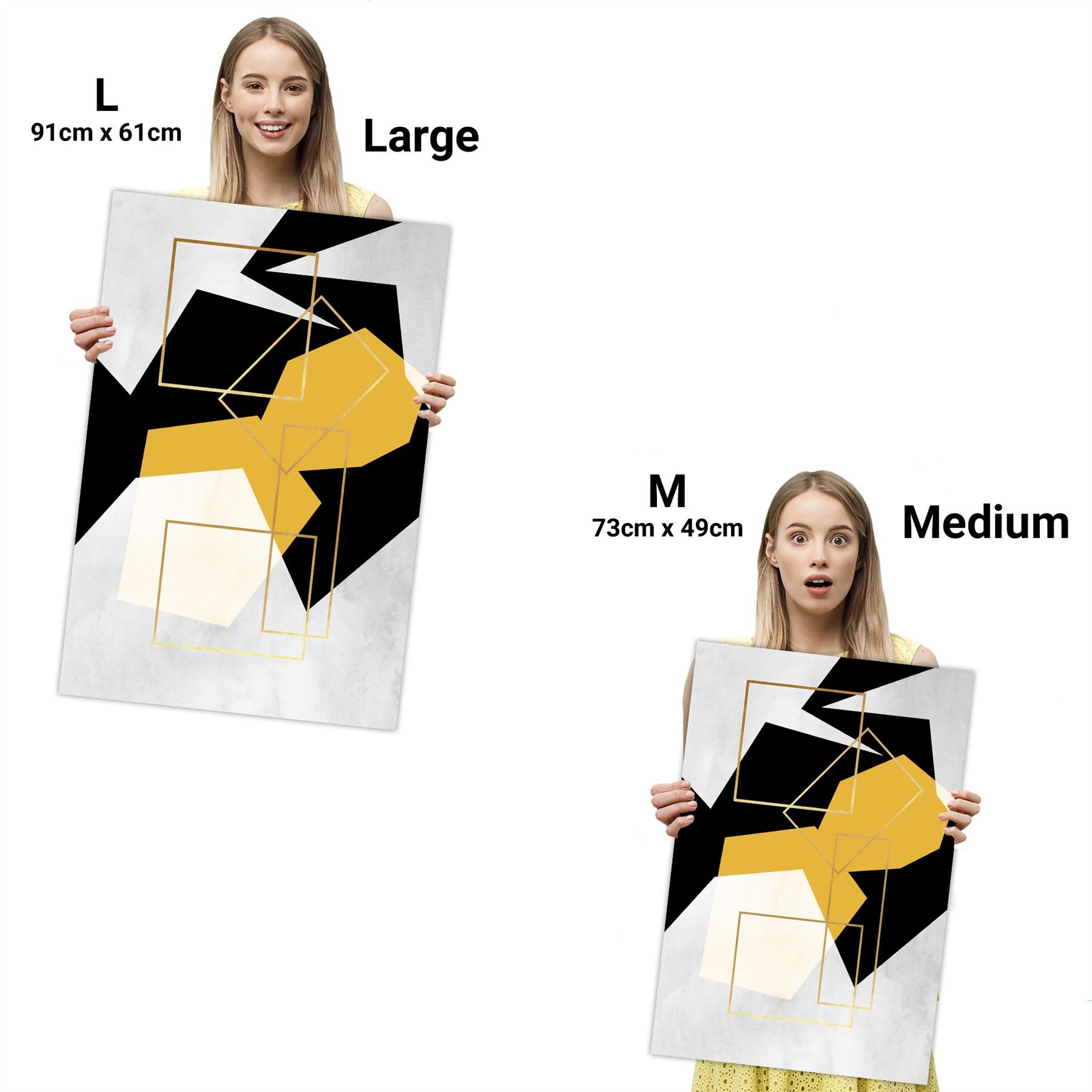 Mustard Yellow Black Geometric Canvas Art Pictures - Picture 18 of 55