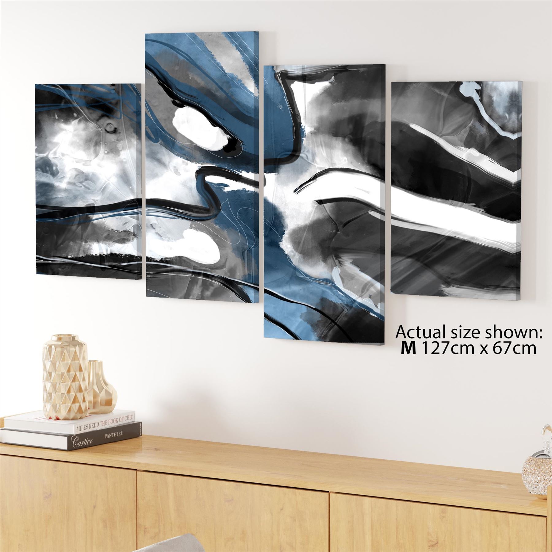 Abstract Turquoise Dark Grey Design Canvas Art Prints - Picture 46 of 56