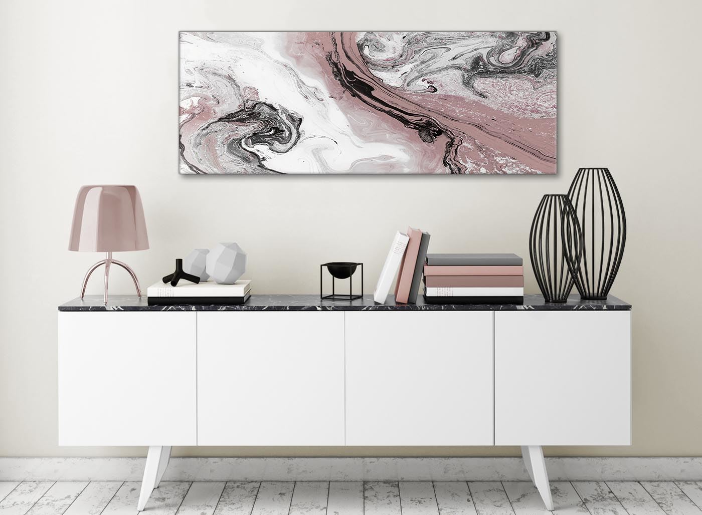 Blush Pink and Grey Living Room Canvas Wall Art Accessories Abstract
