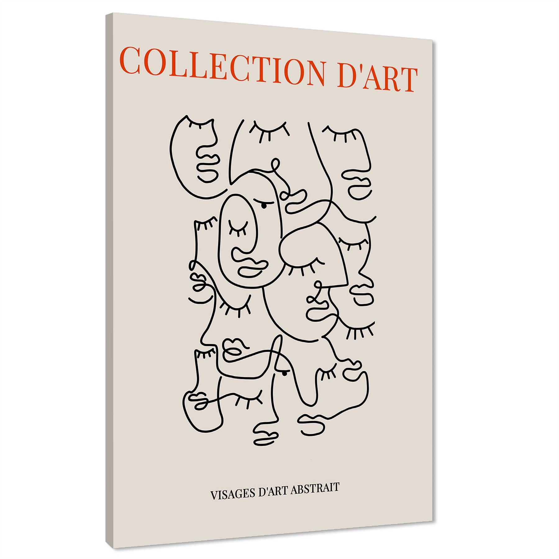 Abstract Natural Black Faces Line Art Canvas Wall Art Print - Picture 8 of 13