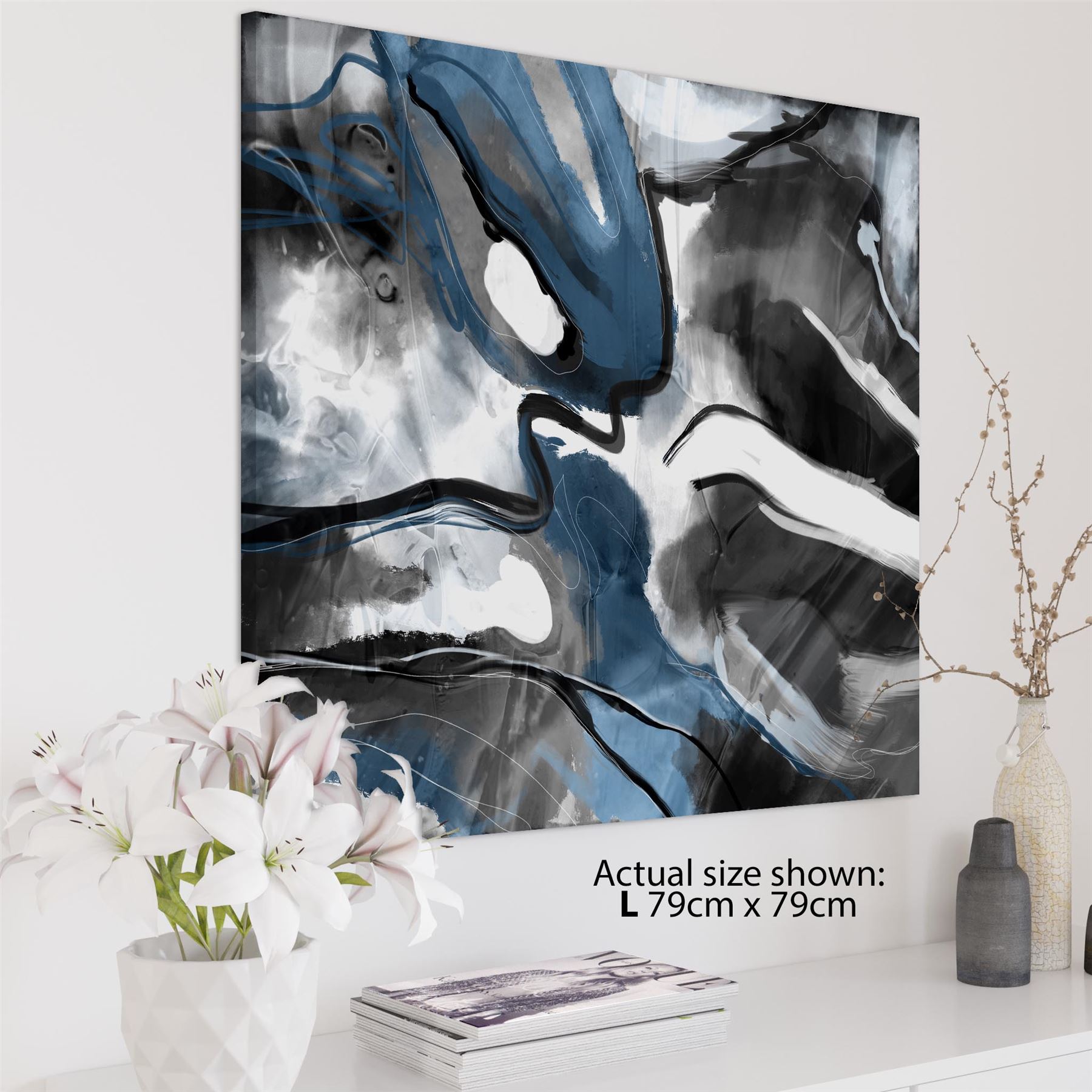 Abstract Turquoise Dark Grey Design Canvas Art Prints - Picture 21 of 56
