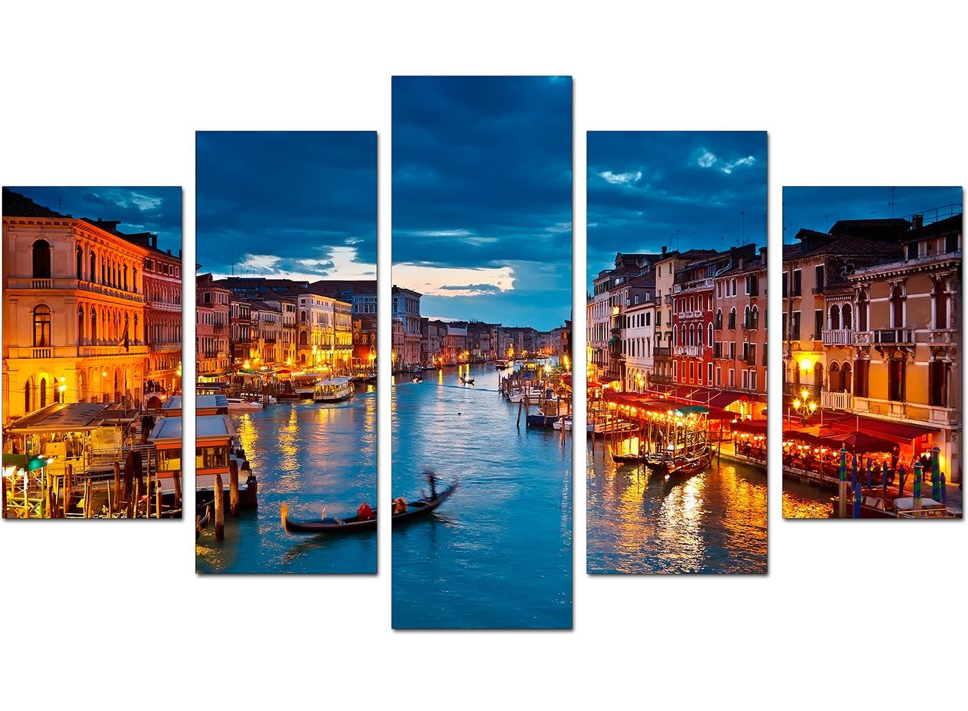 Split Canvas 5 Piece Blue Multi Panel Five Part Venice Italy 5068