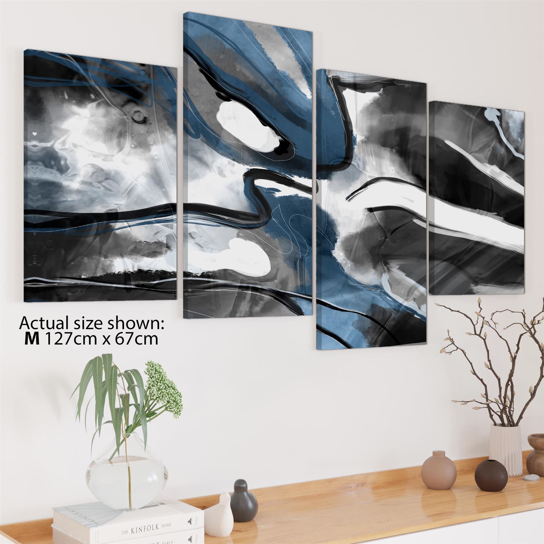 Abstract Turquoise Dark Grey Design Canvas Art Prints - Picture 45 of 56