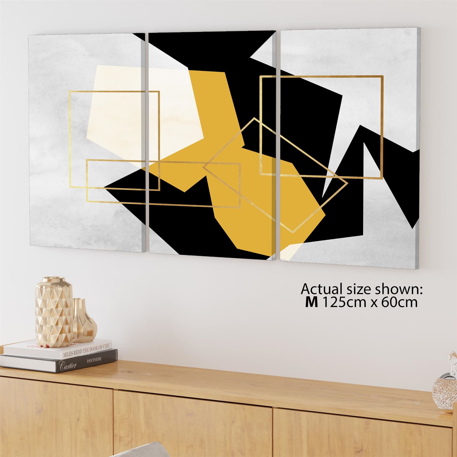 Mustard Yellow Black Geometric Canvas Art Pictures - Picture 38 of 55