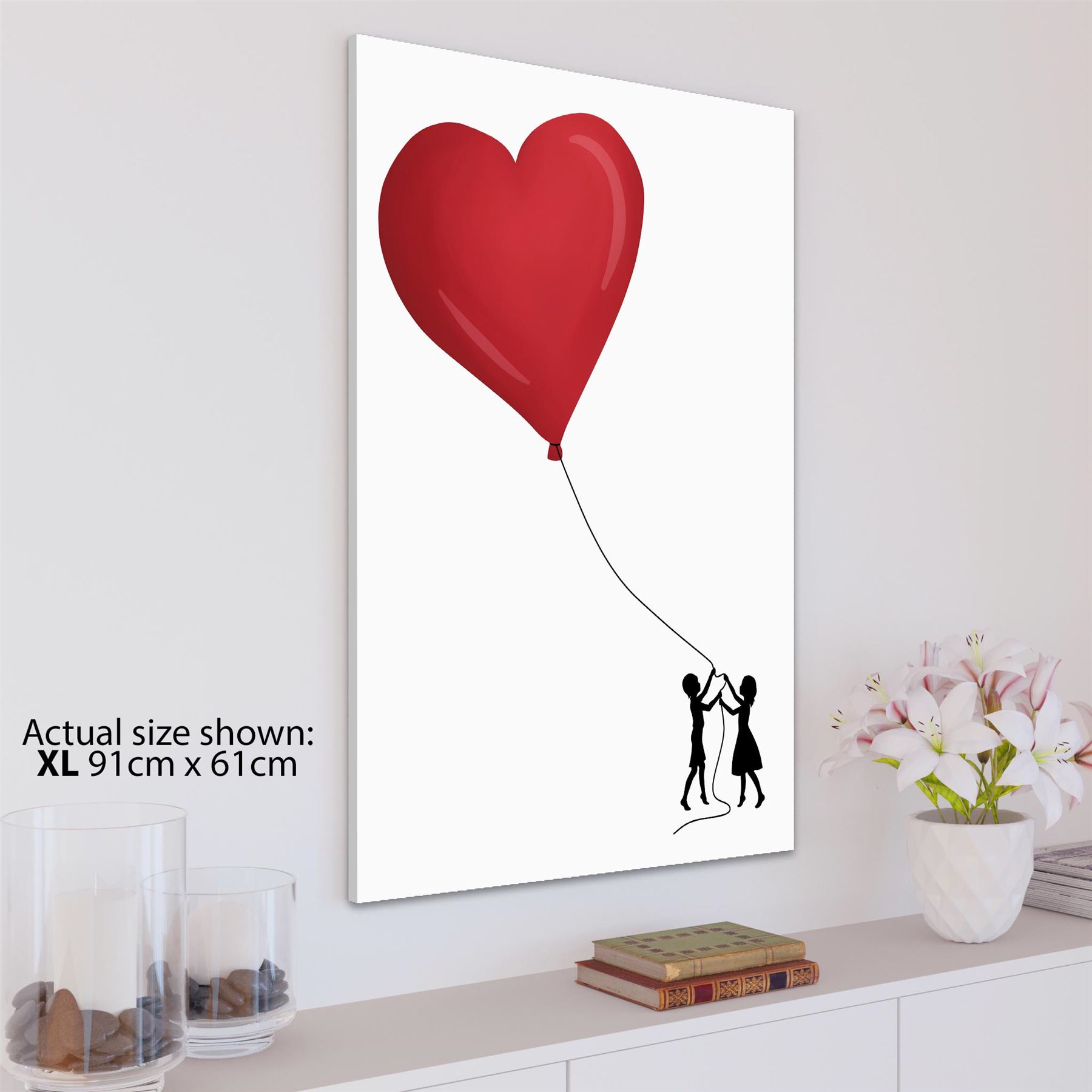 Red Black Balloon Canvas Wall Art Print - Picture 4 of 13