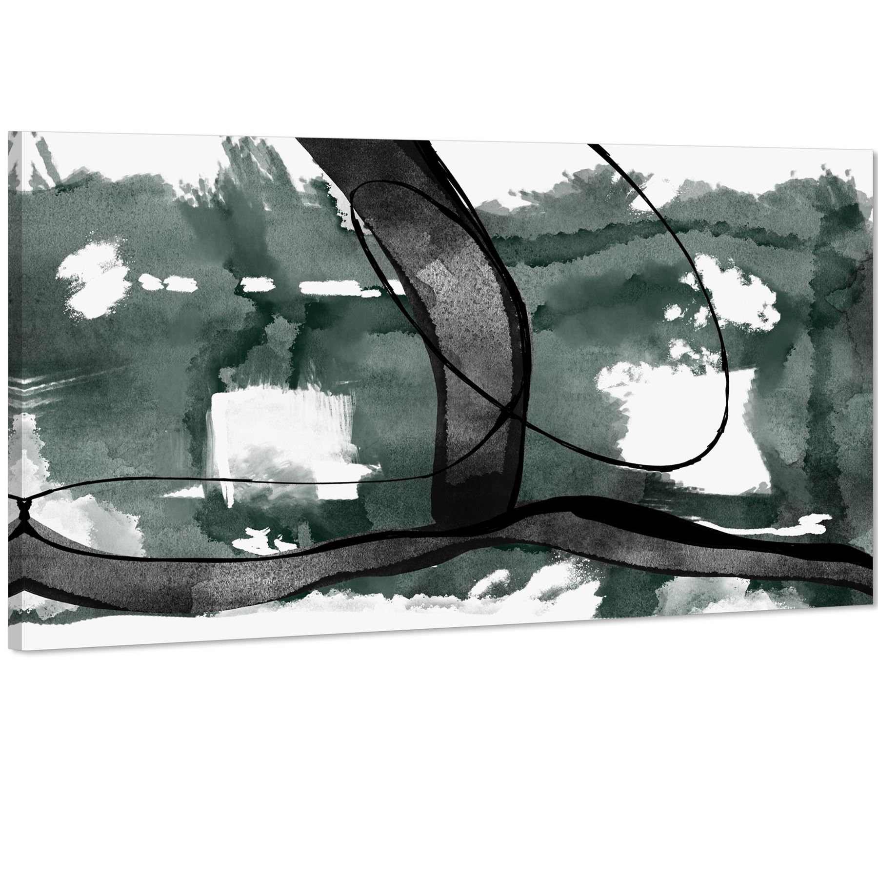 Abstract Green Black Design Canvas Wall Art Picture - Picture 32 of 55