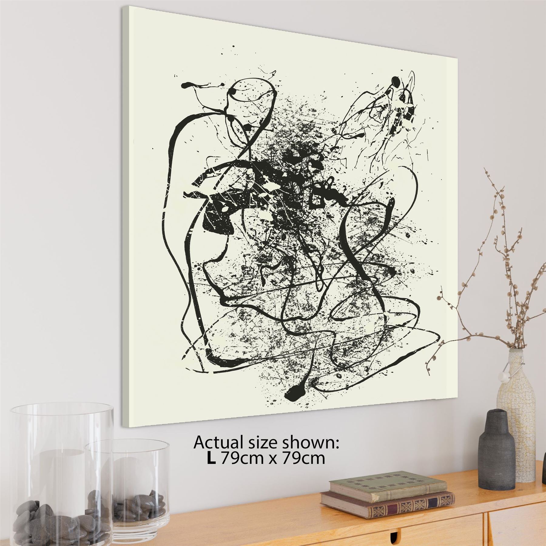 Abstract Black Cream Pollock Inspired Style Framed Art Prints - Picture 10 of 55