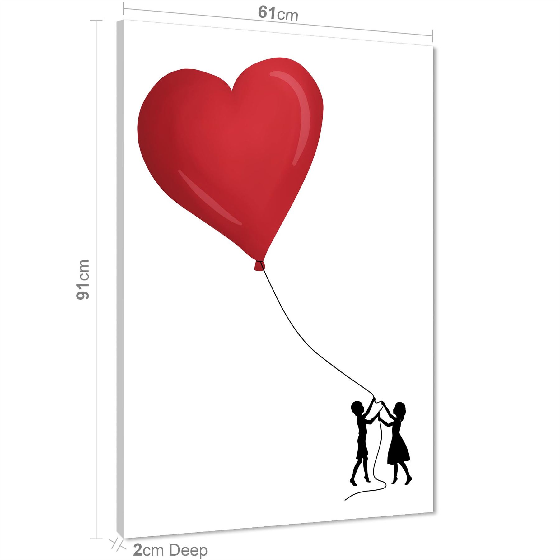 Red Black Balloon Canvas Wall Art Print - Picture 11 of 13
