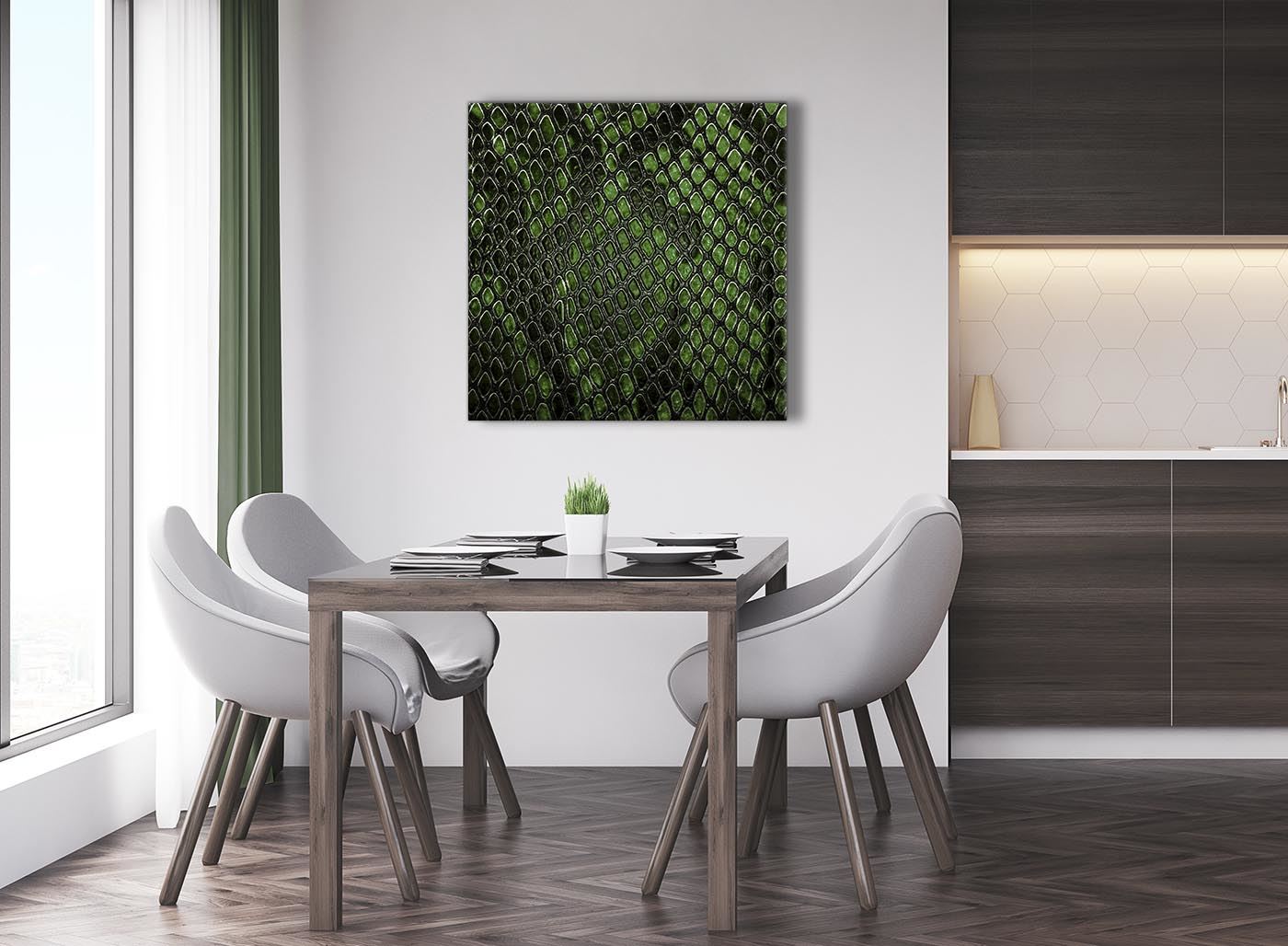 Dark Green Snakeskin Animal Print Living Room Canvas Wall Art - Abstract Print - Picture 30 of 32