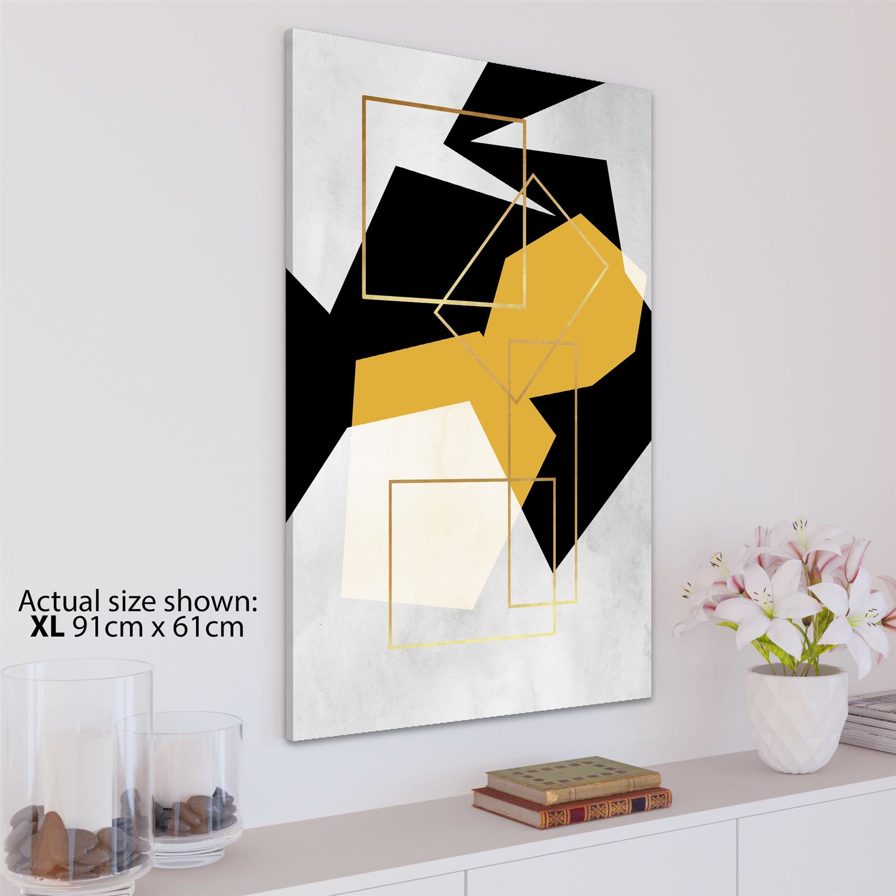 Mustard Yellow Black Geometric Canvas Art Pictures - Picture 16 of 55