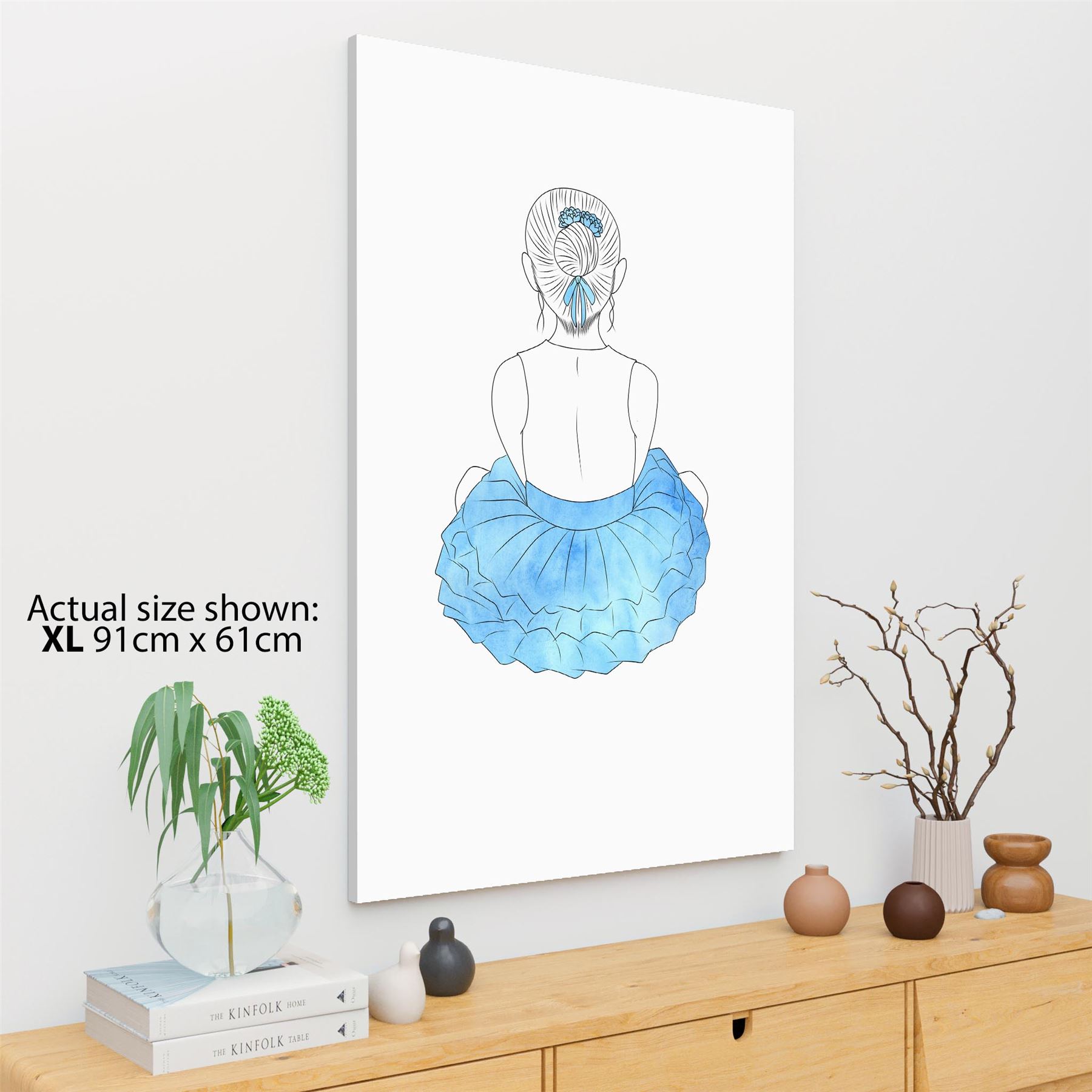 Blue Figurative Ballerina Canvas Wall Art Print - Picture 3 of 13