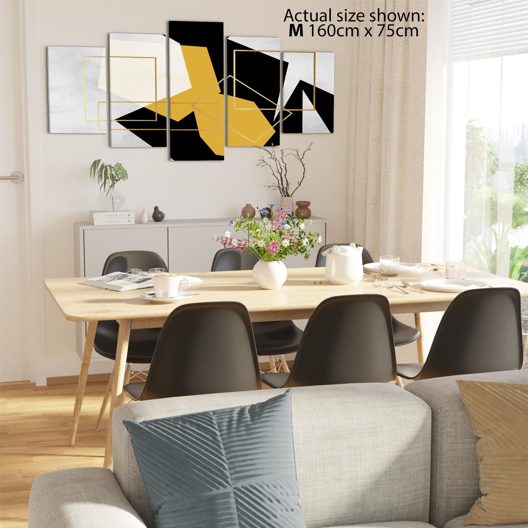Mustard Yellow Black Geometric Canvas Art Pictures - Picture 51 of 55